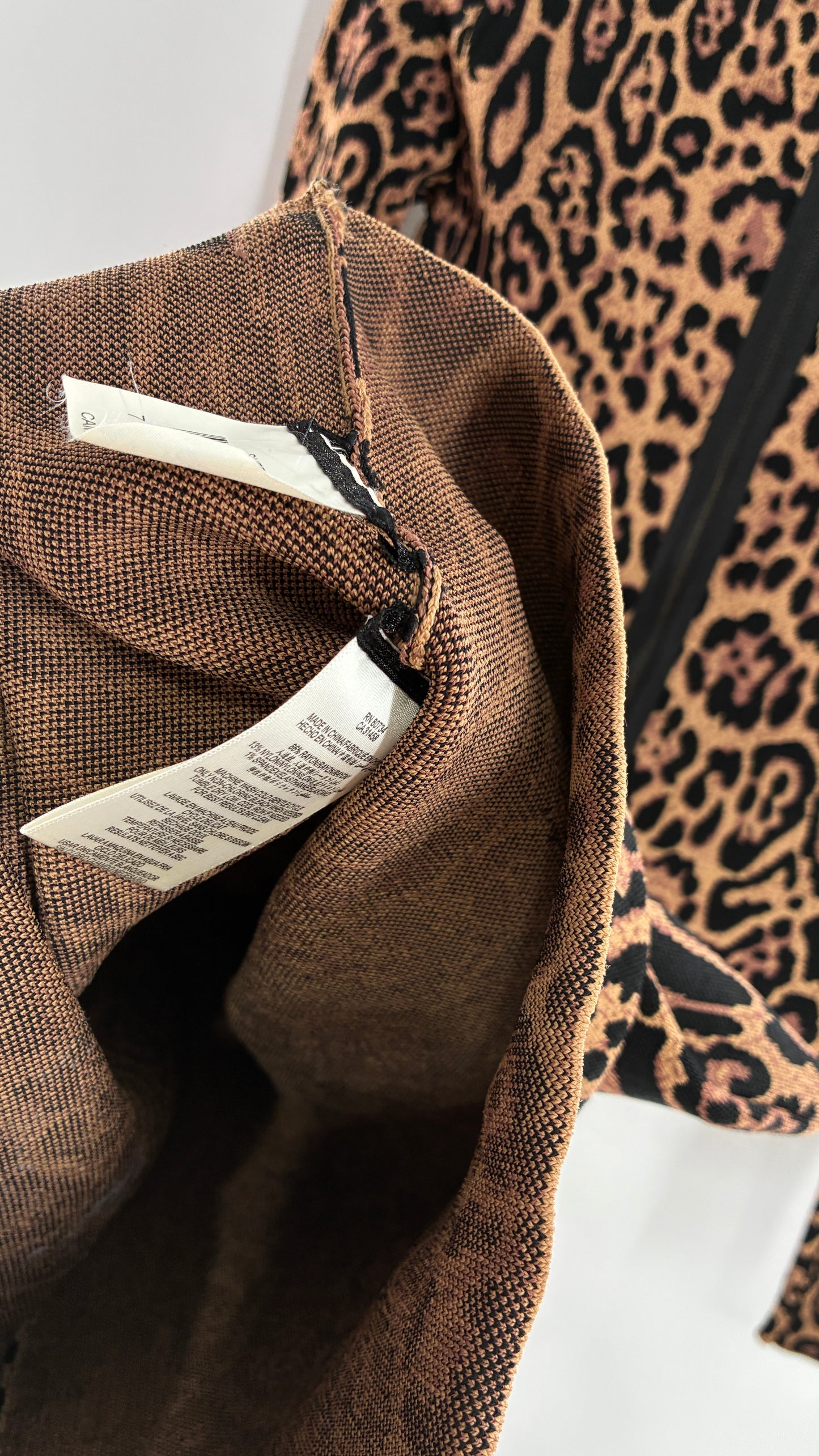 Vintage BCBG MAXAZRIA Sheena Ultra Thick Knit, Compression Leopard/Cheetah Printed Mini Dress (XS)