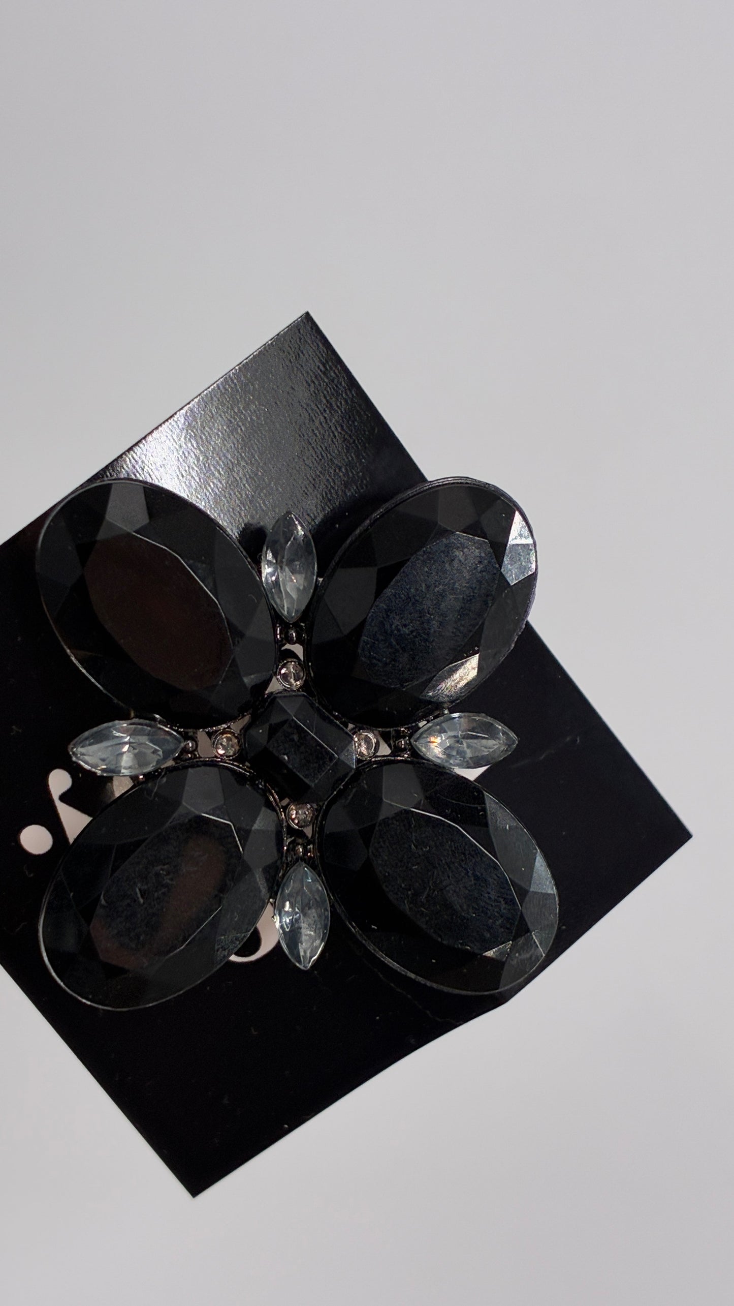 Vintage Black Oversized Jewels Pin Brooch
