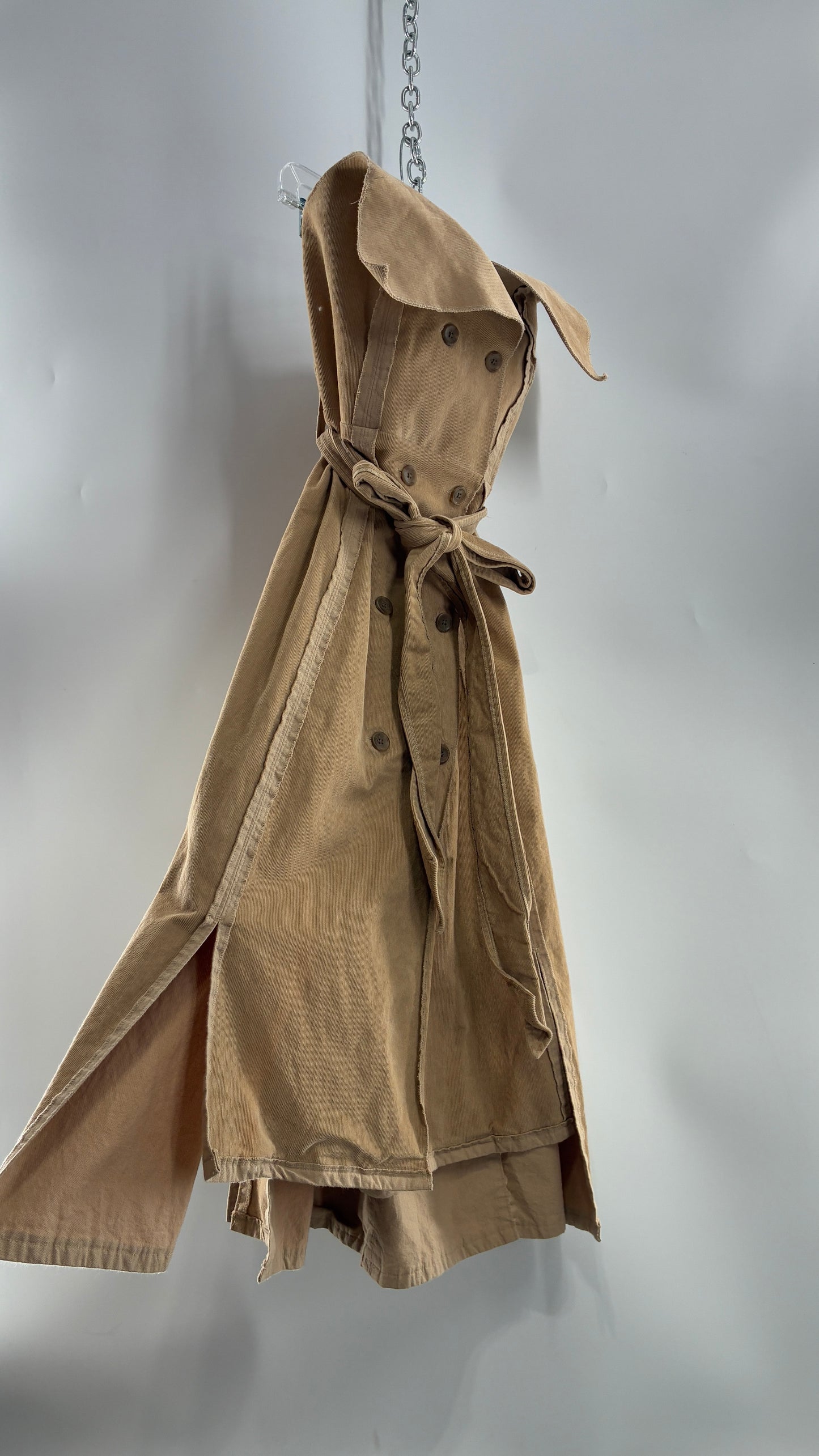 Vintage Corduroy Trench Coat Style Dress (Medium)