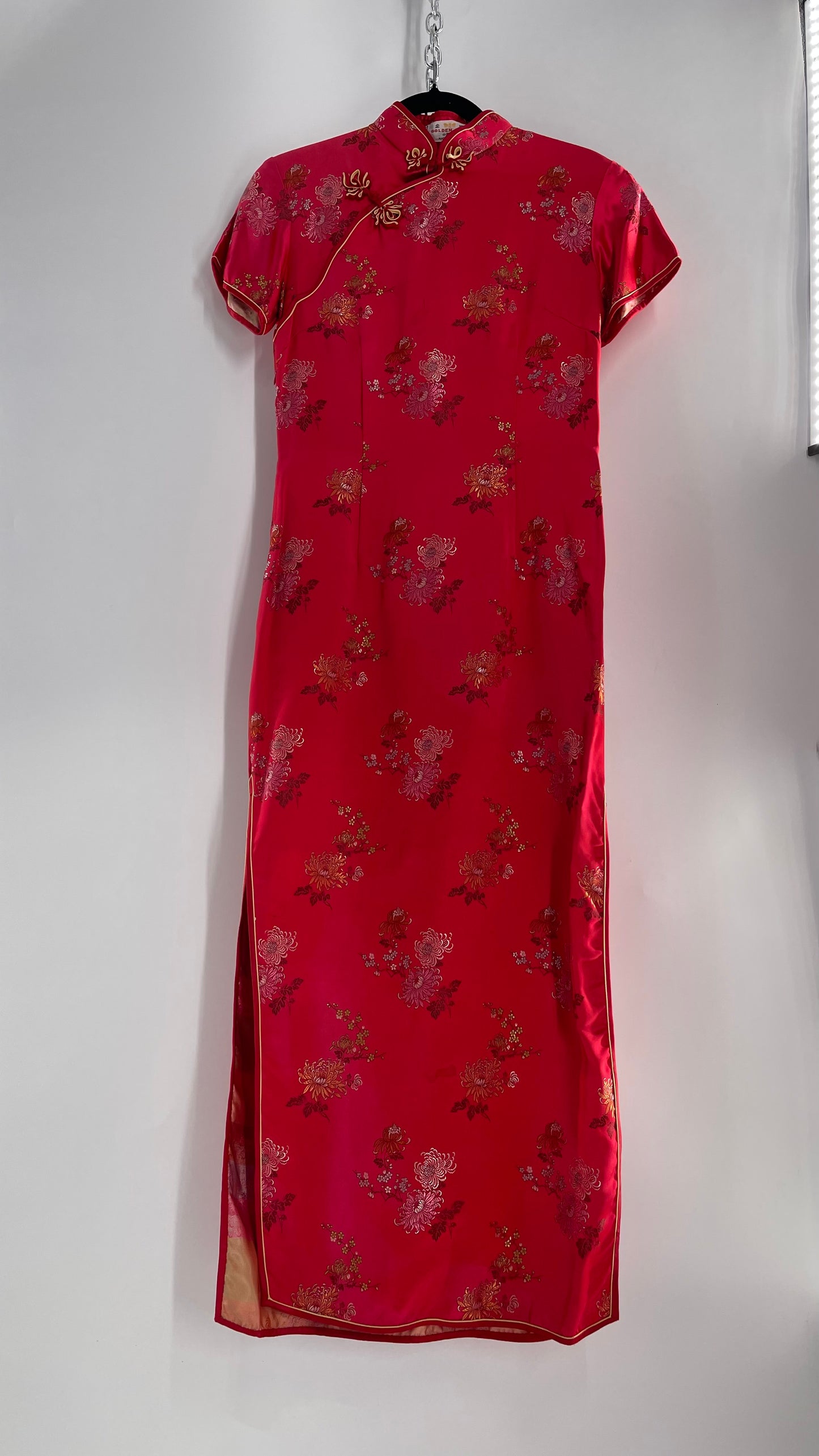 Vintage Golden Bee Silk Chinese QiPao (C) (36)