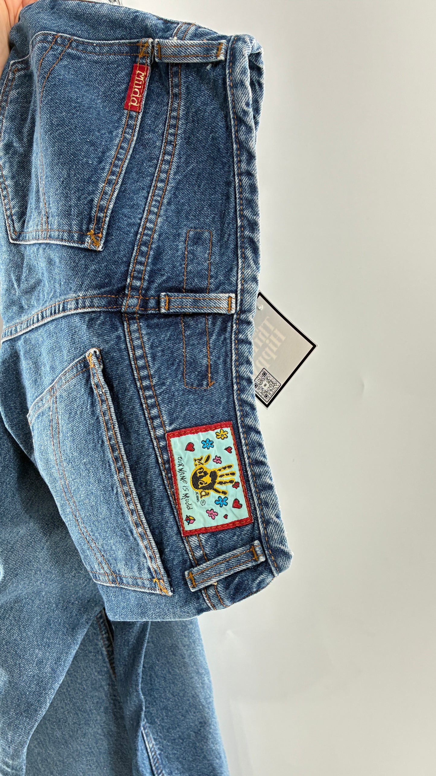 Vintage 1980s MUDD Flared Button Front Jeans with Colorful Jacron (9)