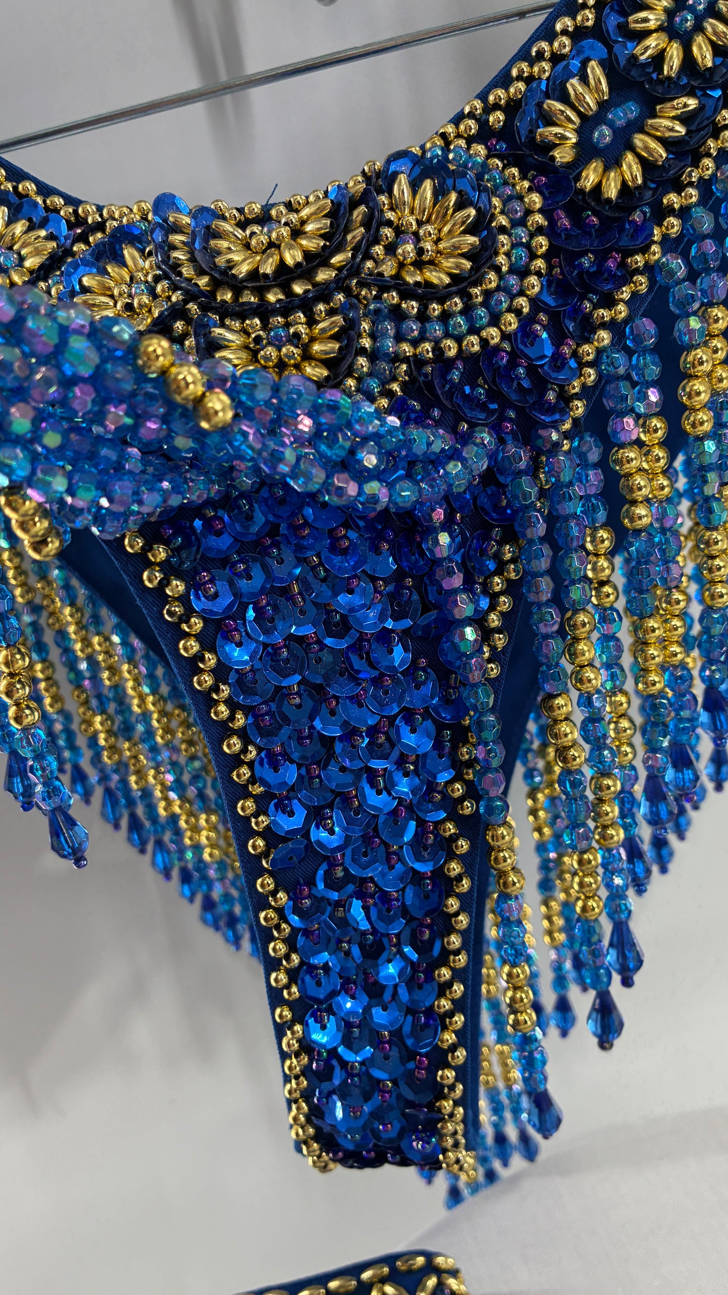 Vintage Royal Blue and Gold Beaded Belly Dancing Set