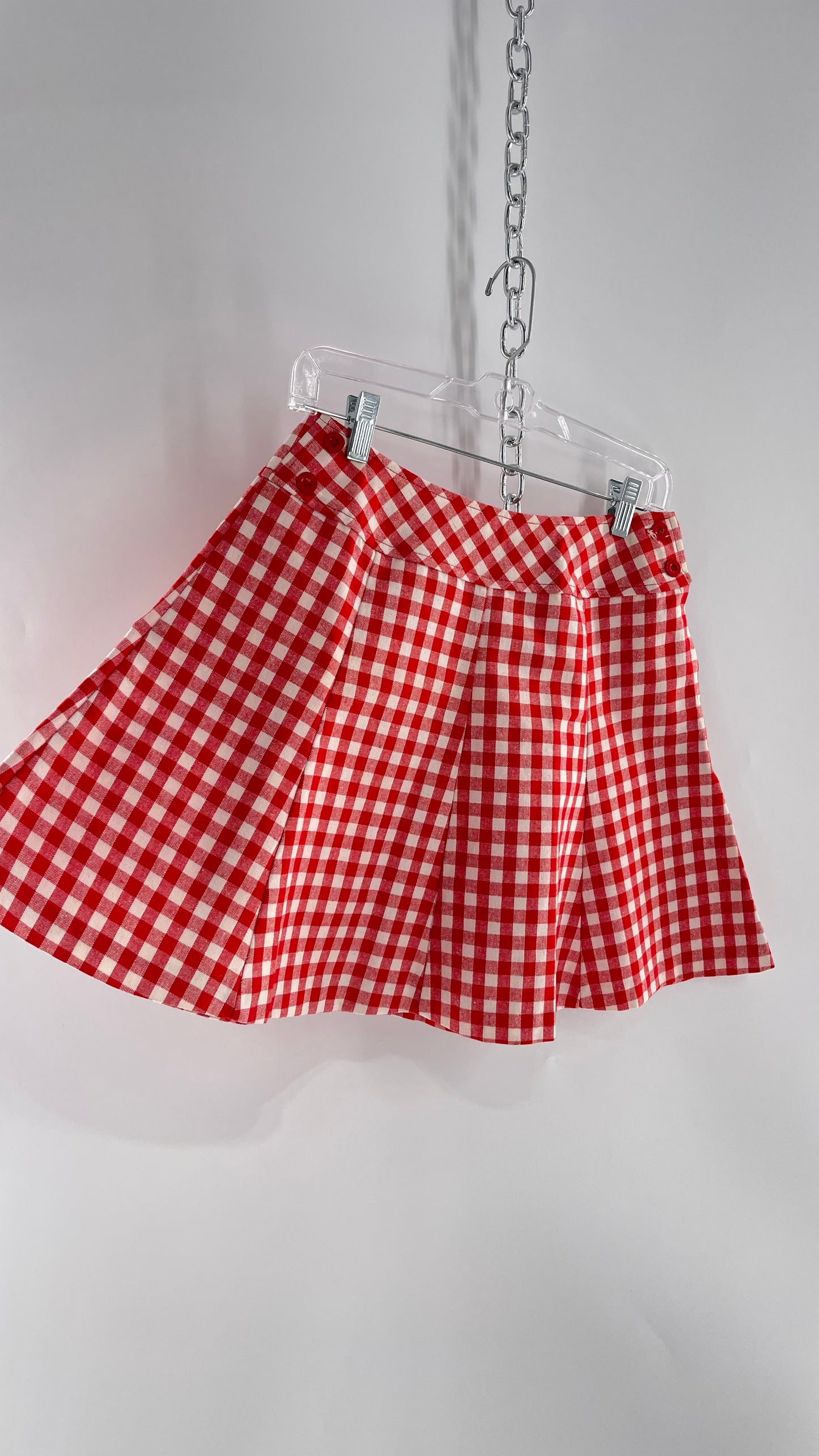 Vintage Bobbie Brook Red and White Picnic Mini Skirt (Large)