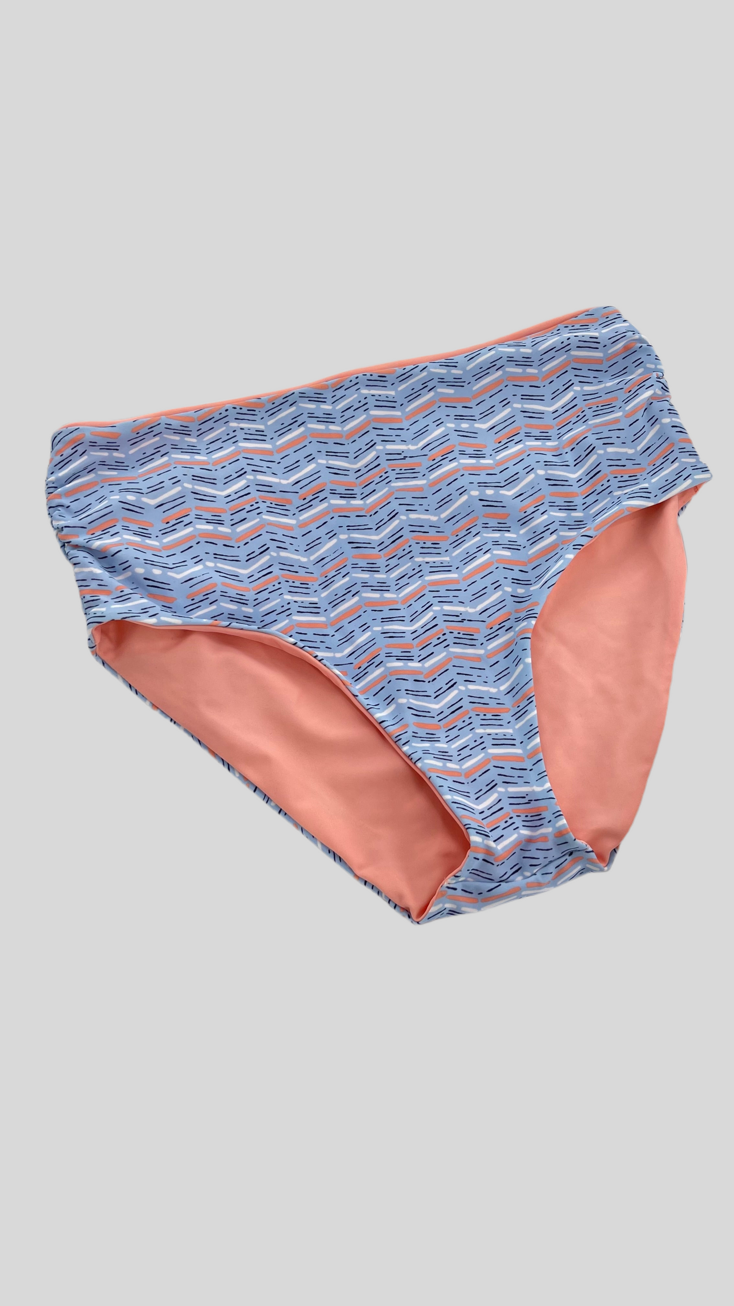 AERIE Pink/Powder Blue Reversible High Waisted Swim Bottoms (Medium)