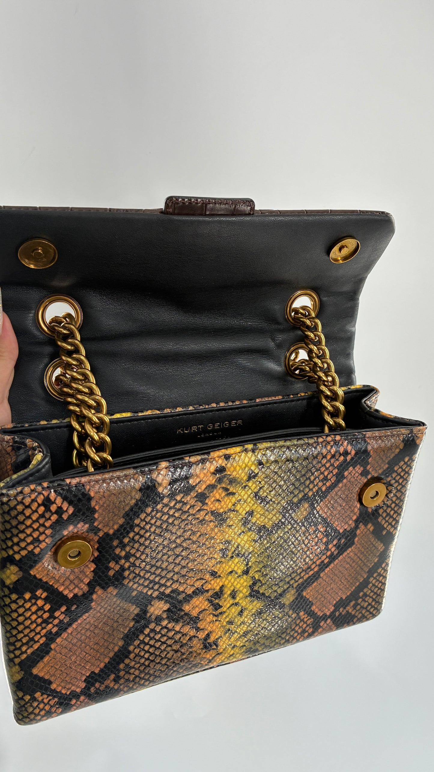 KURT GEIGER London Kensington Croc and Python Embossed Leather Crossbody Bag