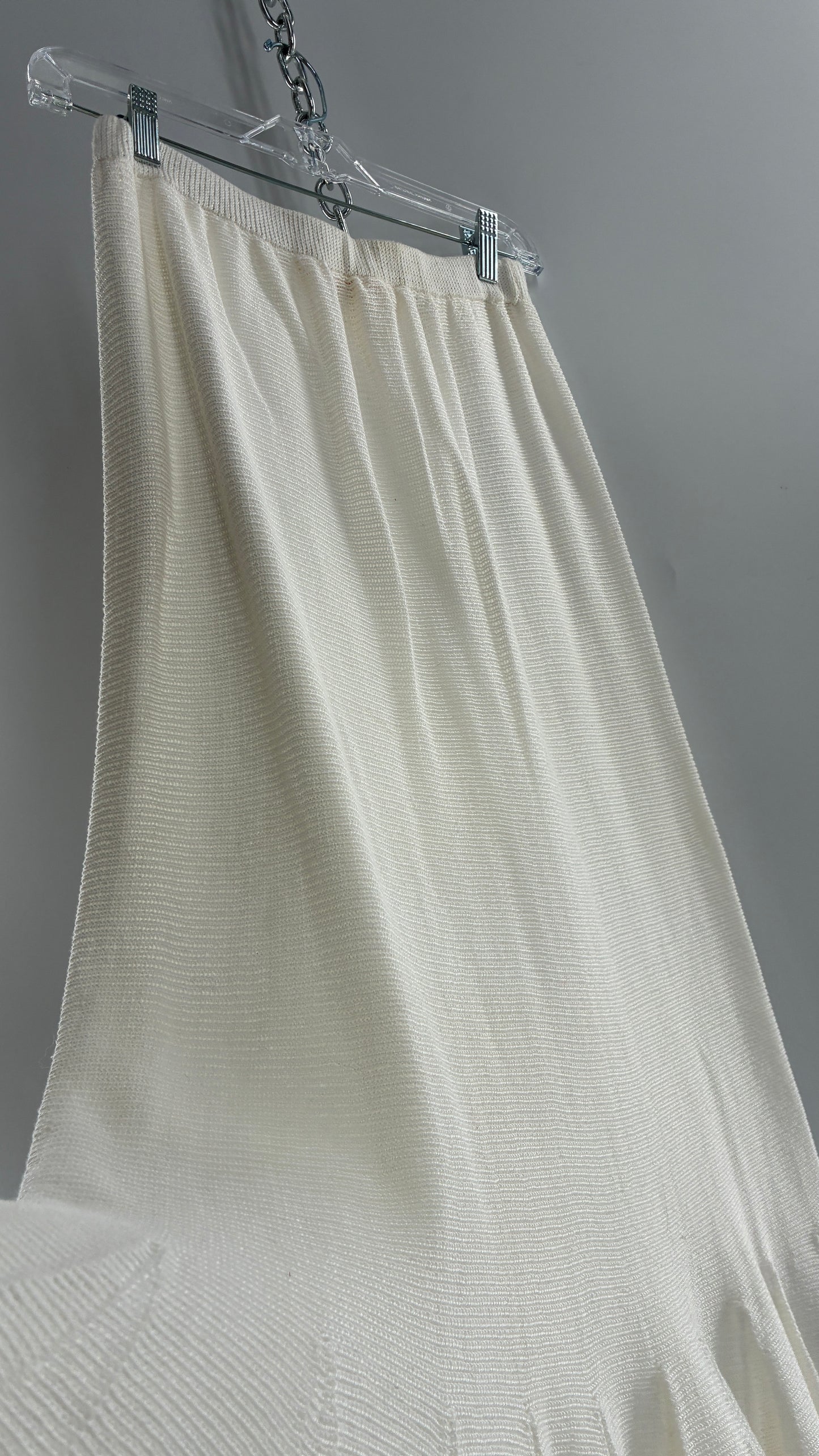 Vintage MARY JANE MARCASIANO White Knit 100% Cotton Made in NY Mermaid Style Skirt (Medium)