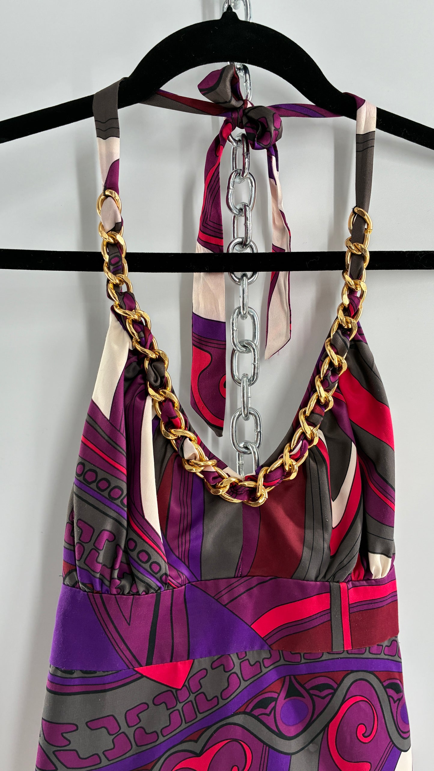 Vintage 1990s GUESS Silky Halter with Chain Detail (XS)