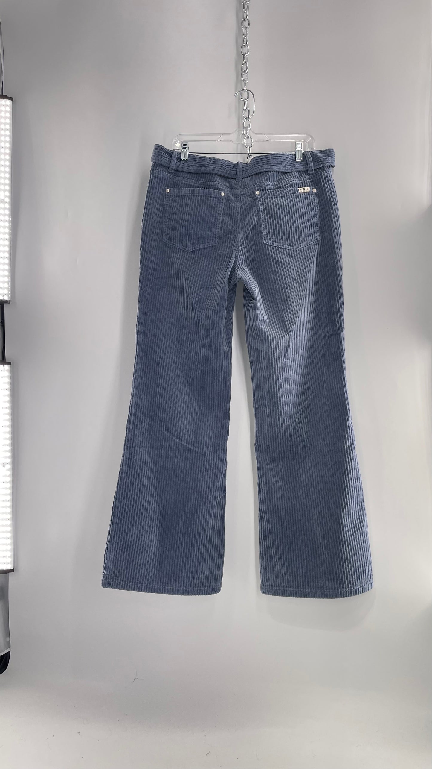 MILK IT Recycled Powder Blue Corduroy Low Waist Grommet Buckle Folk Jean with Tags Attached (16)