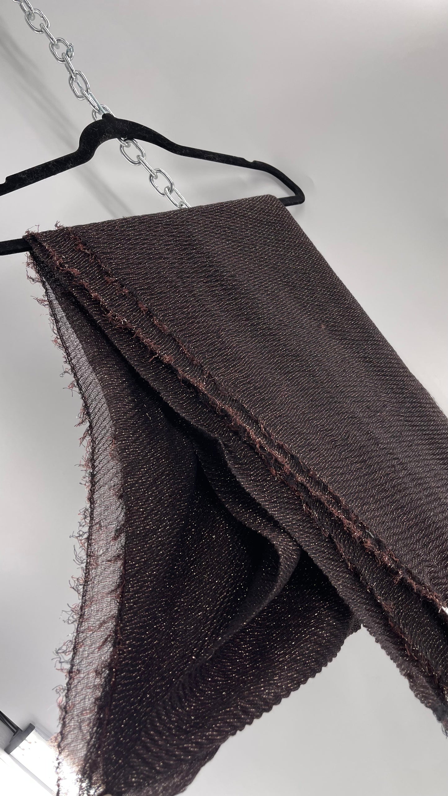 Maurice’s Black Thin Knit Voluminous Scarf with Bronze Woven Tinsel