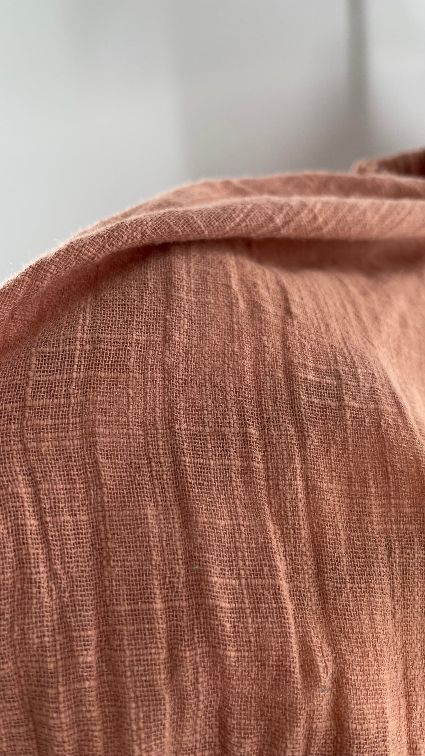 Free People Peachy Pink Coral Off the Shoulder 100% Cotton Voluminous Button Front Blouse (Small)