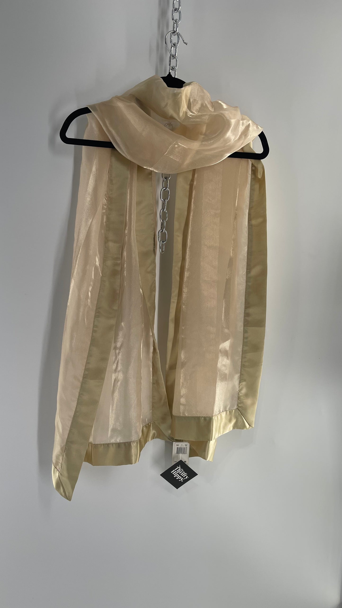 Deadstock Vintage Gold Voile Scarf with Tags Attached