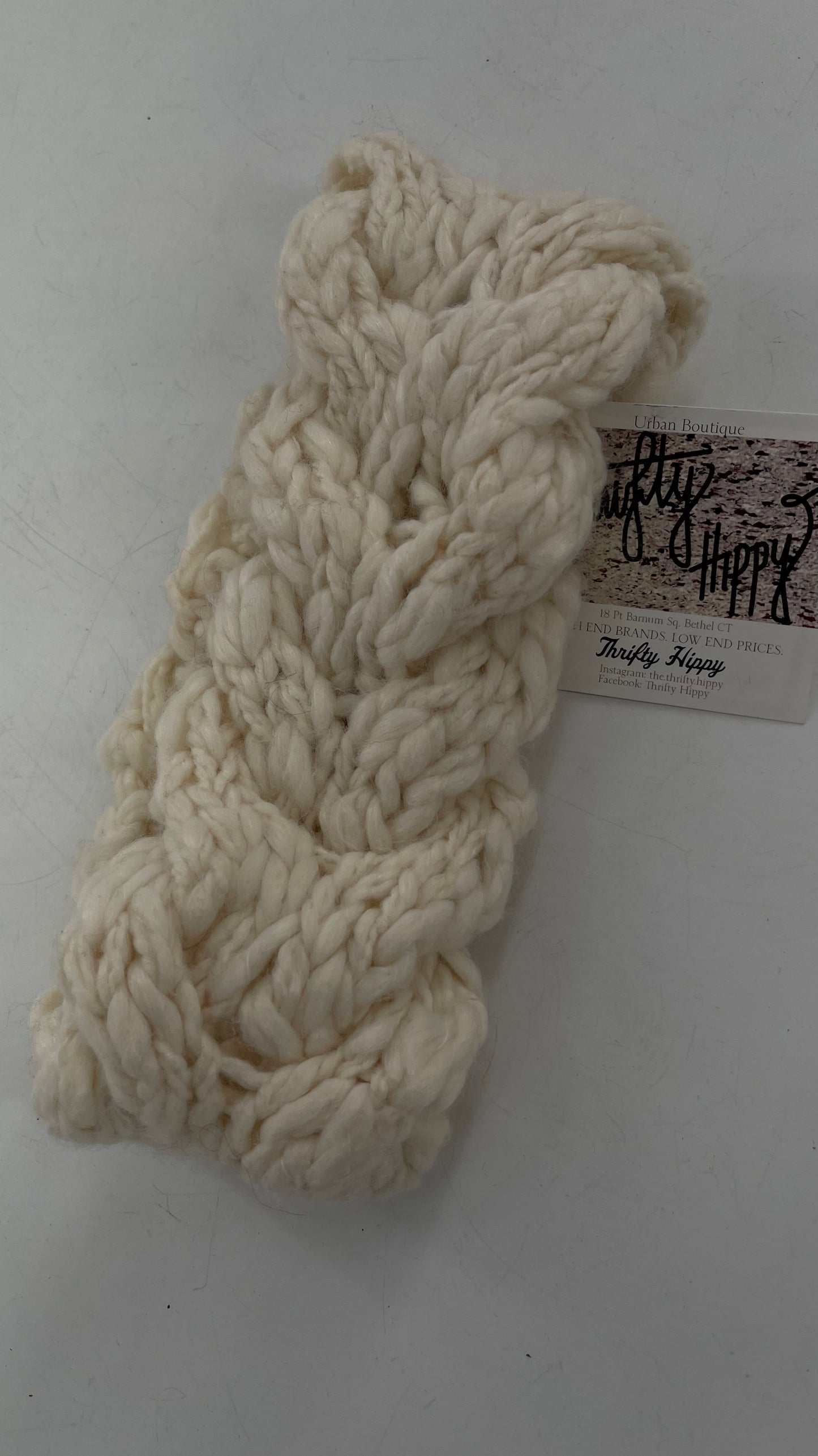 Cream Knit Braided Yarn Headband