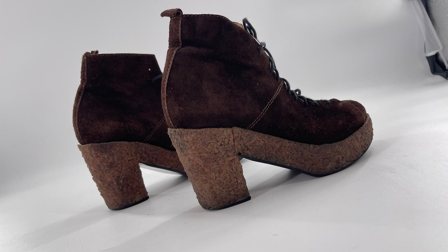 Vintage Amish Brown Lace Up Suede Boots - Apparently Size 7-71/2