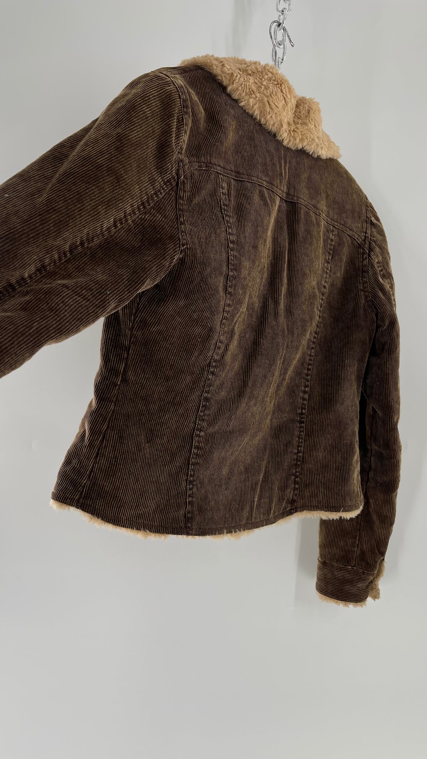 Vintage giacca Corduroy Cropped Jacket with Sherpa/Teddy Collar (Medium)