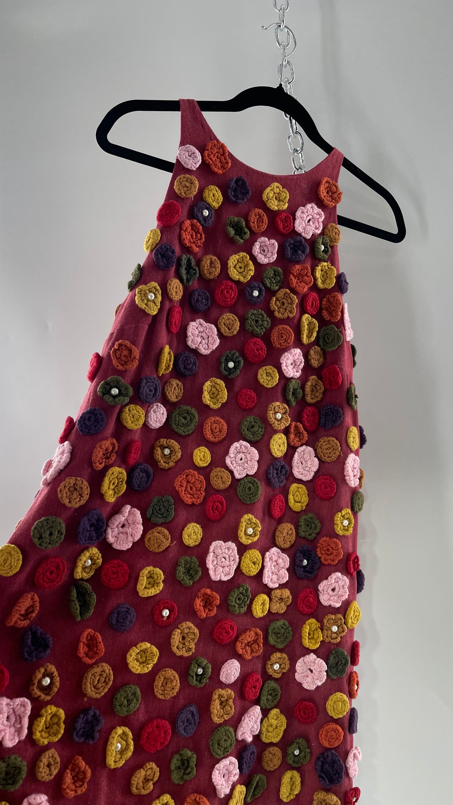 GUILD KALLOS Crochet Flower Appliqué Shift Dress (6)