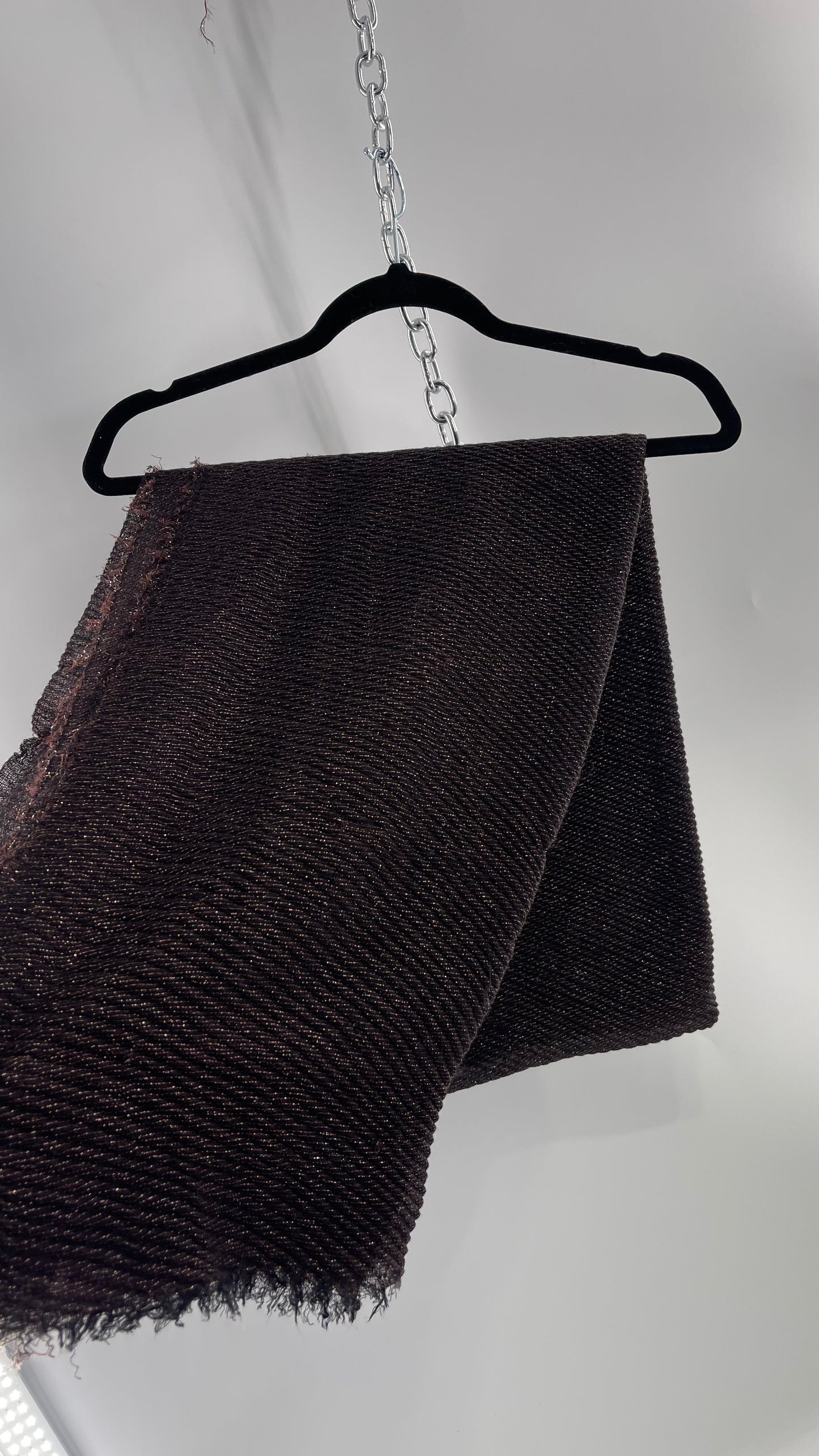 Maurice’s Black Thin Knit Voluminous Scarf with Bronze Woven Tinsel