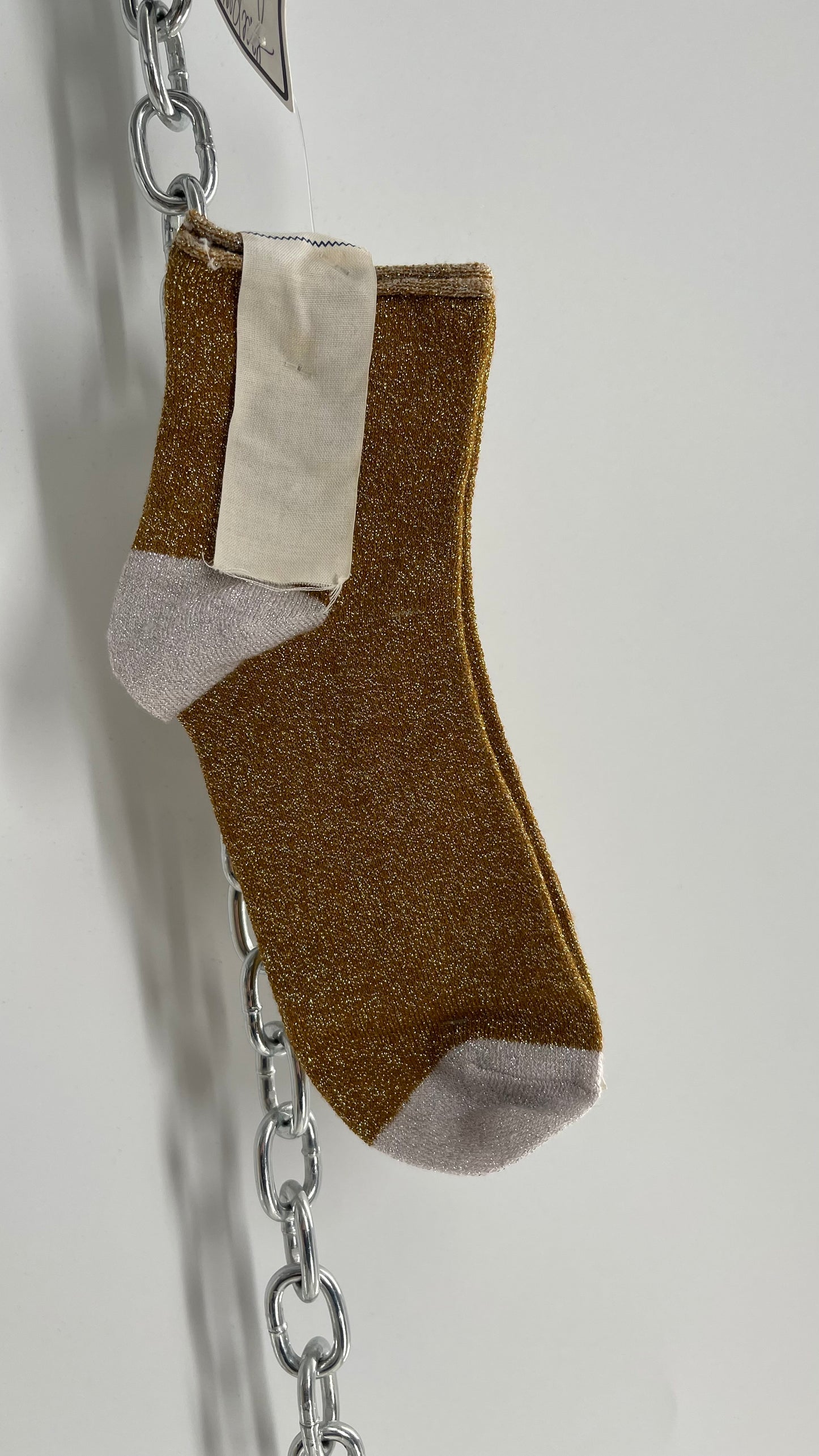 Free People Gold and Tinsel Crew Sock
