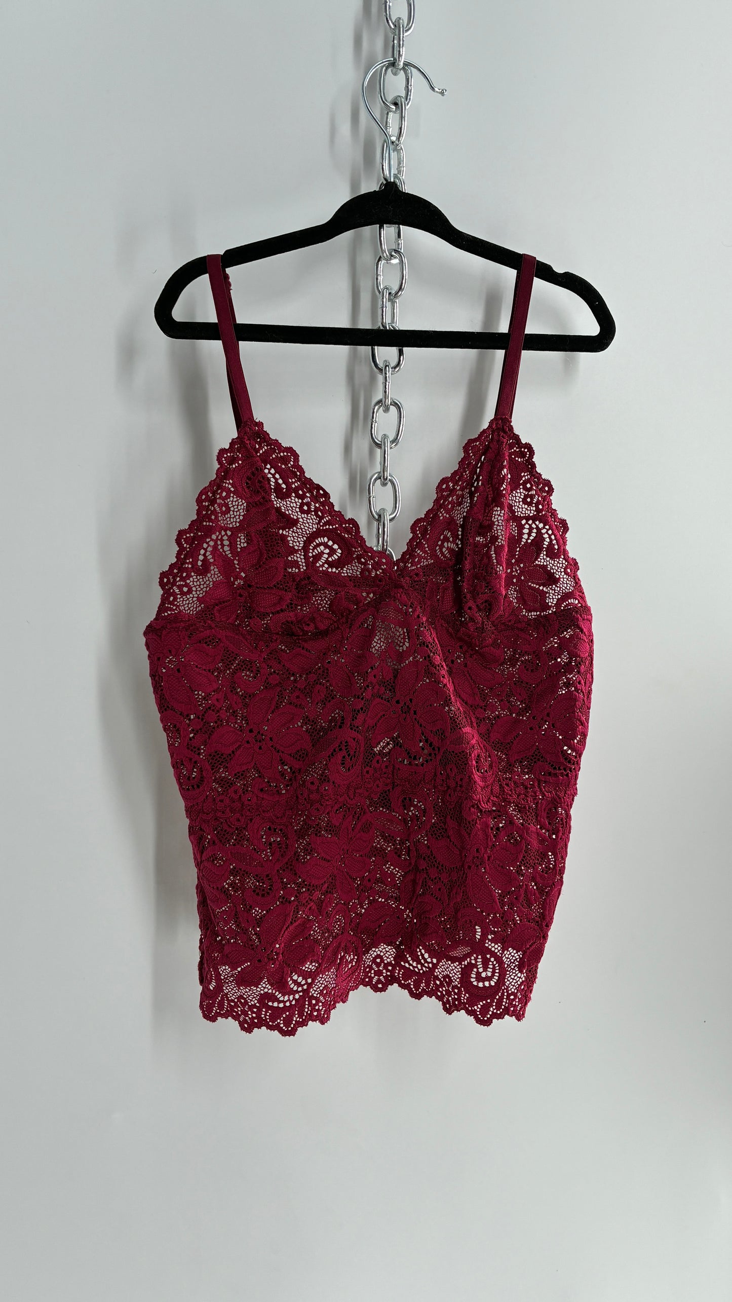 Maroon Red Lace Camisole Tank (Small)
