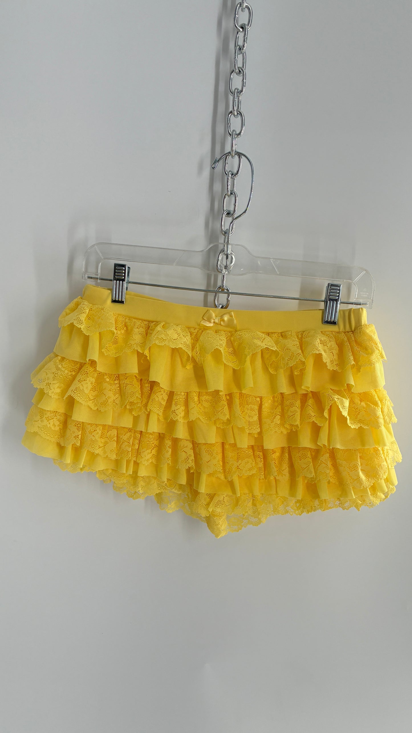Vintage Yellow Lace Ruffle and Lace Micro Short (Small)