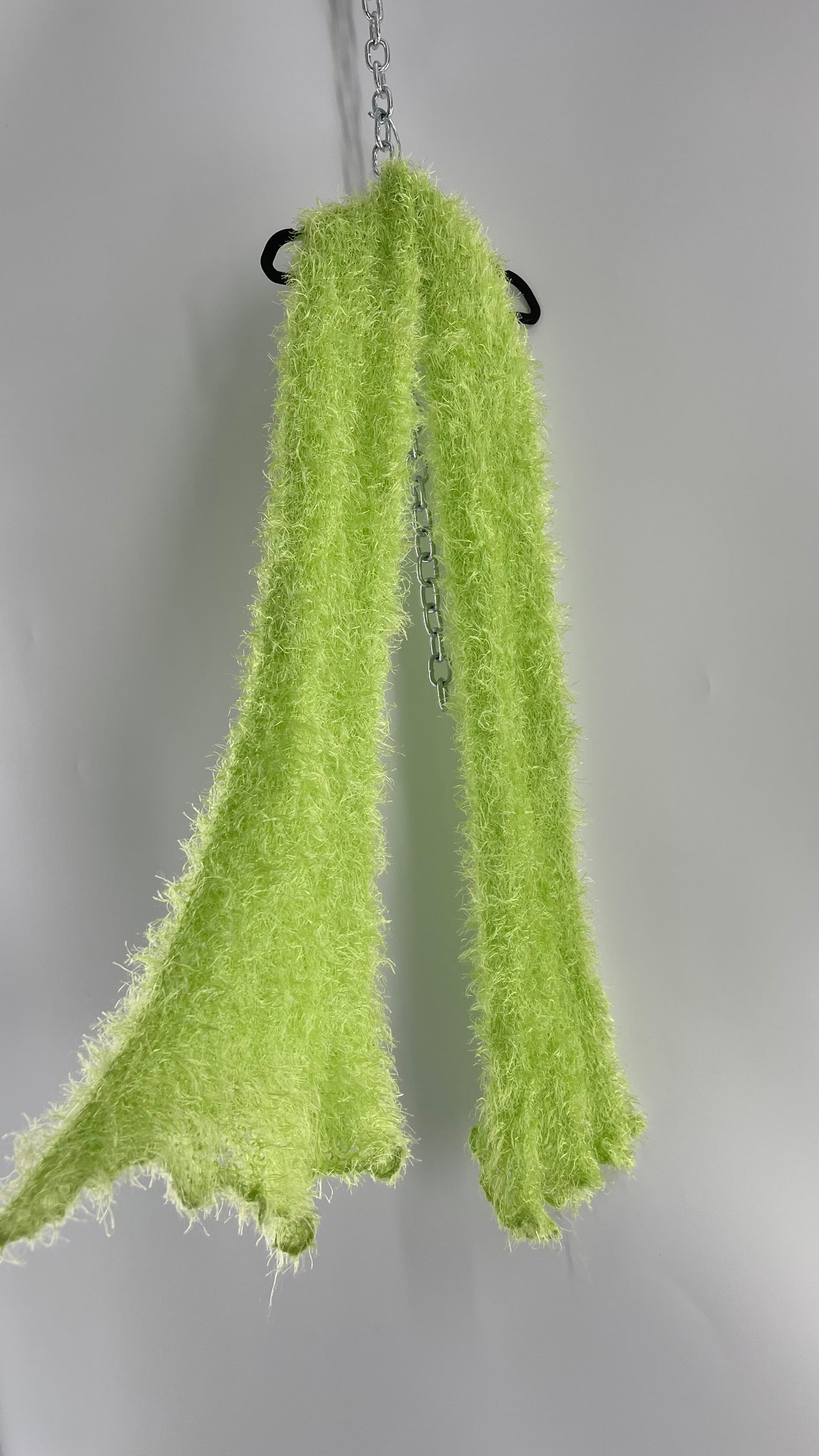 Vintage Green Knit Fuzzy Scarf