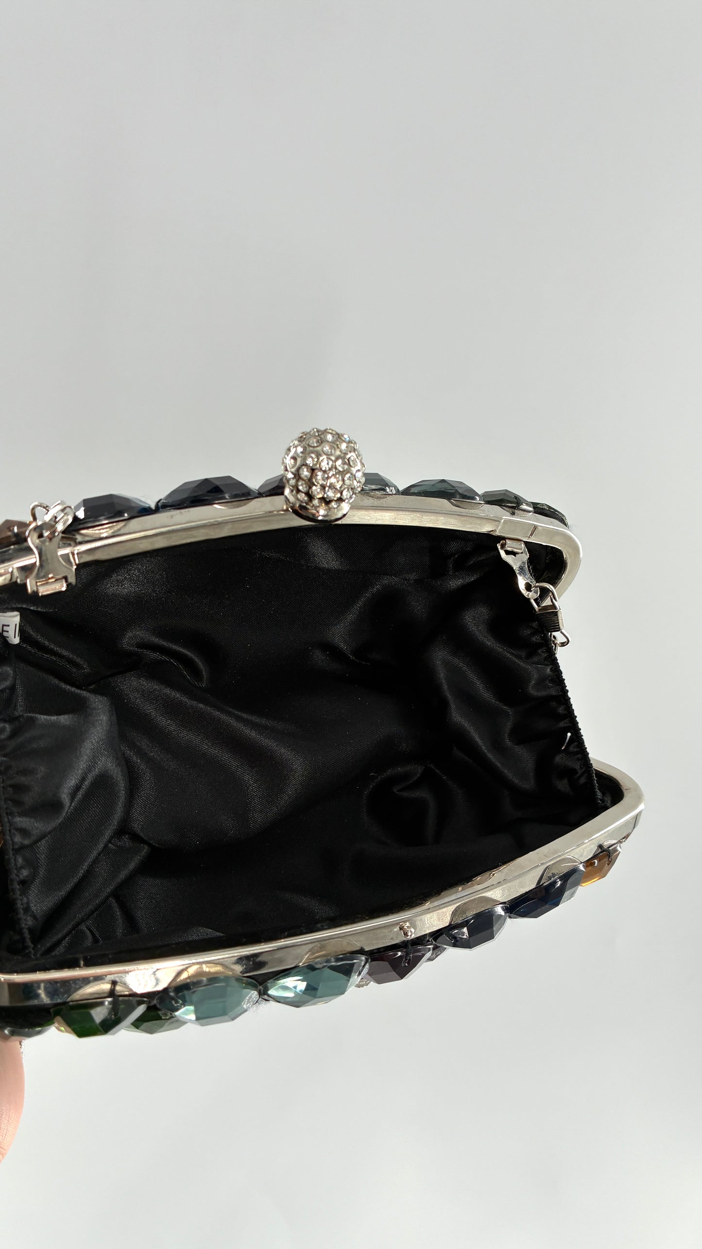 Vintage Black Clutch with Colorful Oversized Stones