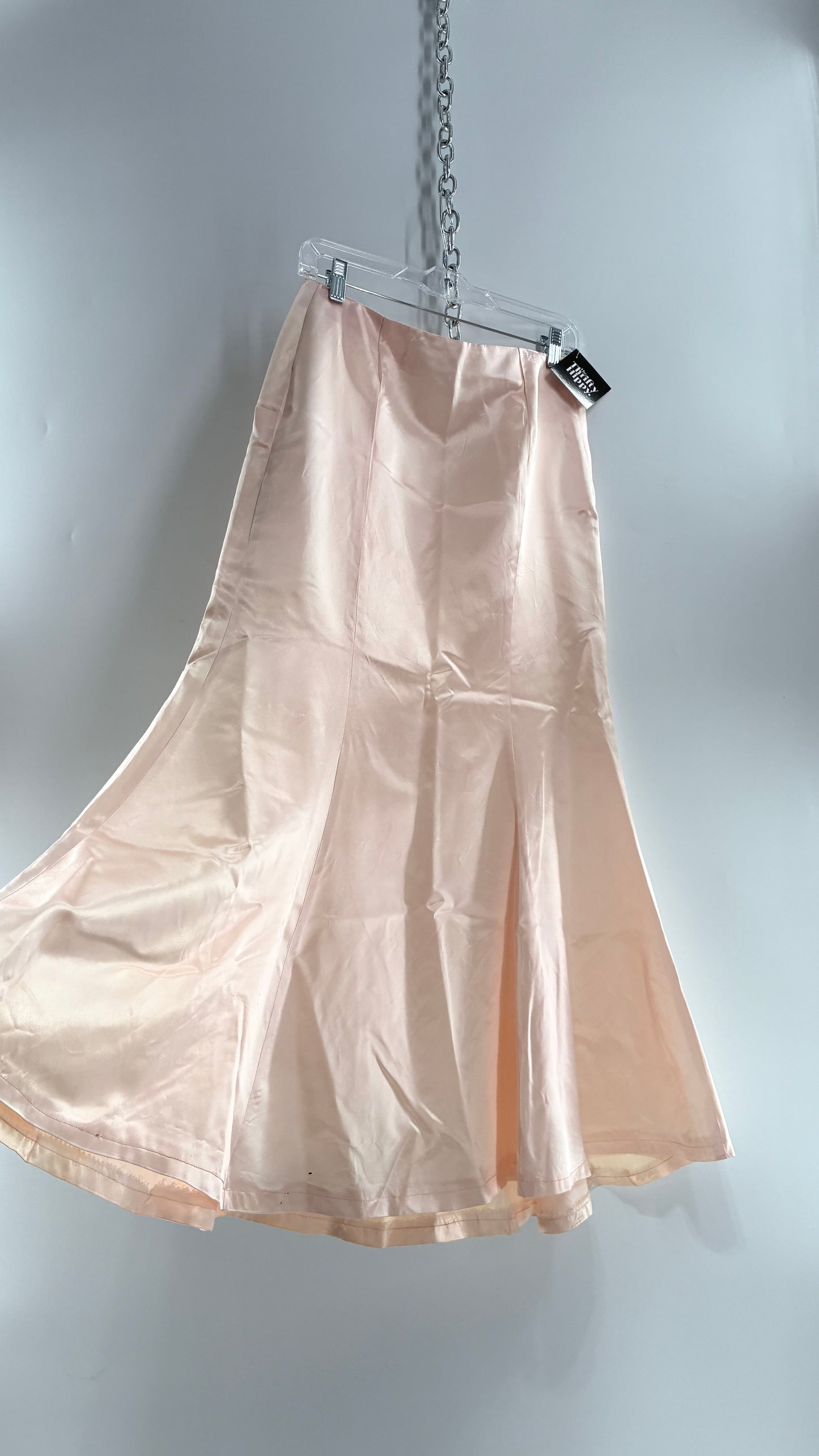 Vintage Peach Toned Satin Handmade Mermaid Style Paneled Skirt