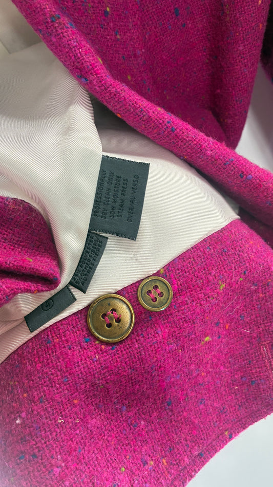 Vintage LIZWEAR Fuchsia Confetti Wool Blazer with Bronze Buttons (4)