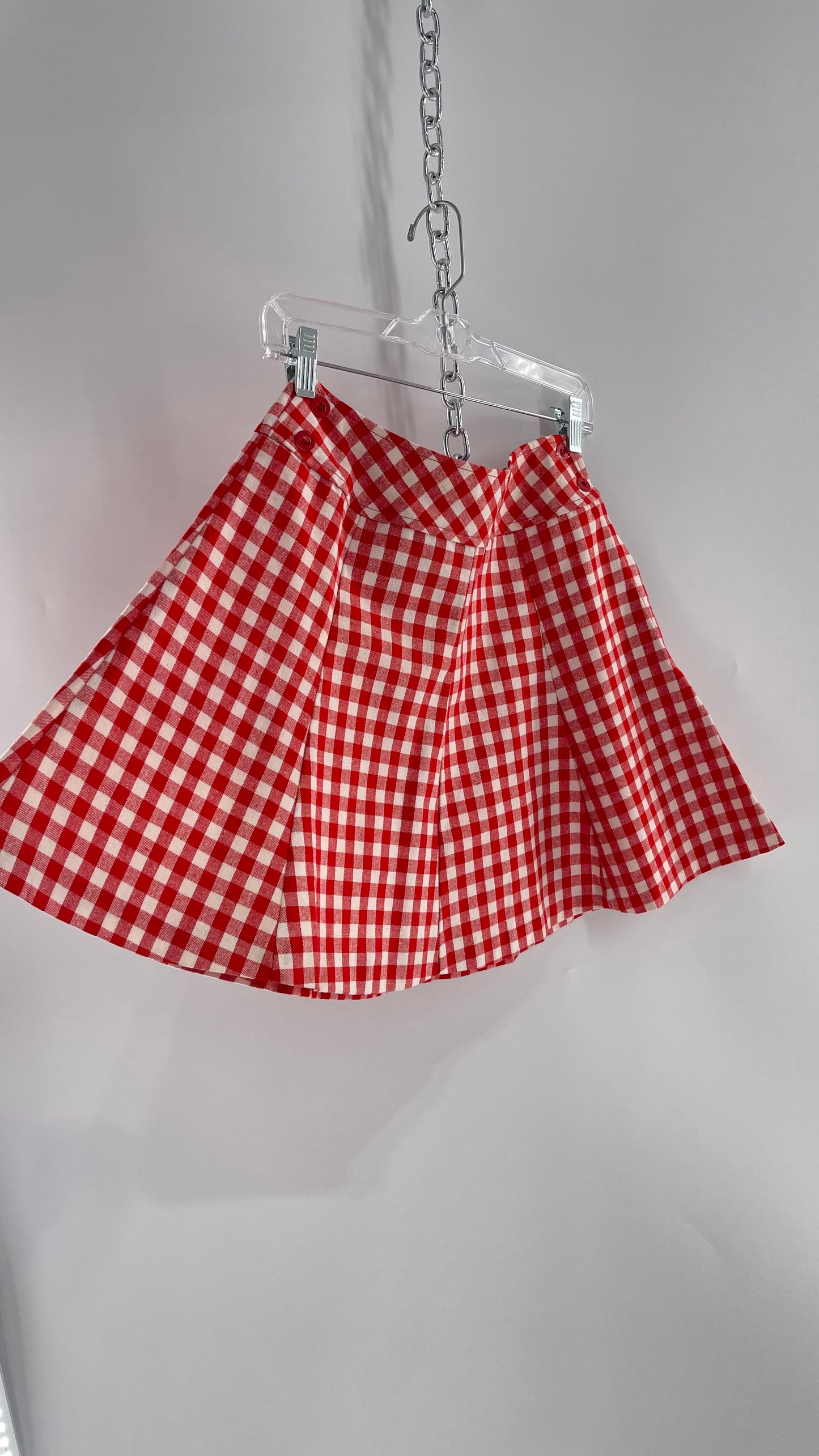 Vintage Bobbie Brook Red and White Picnic Mini Skirt (Large)