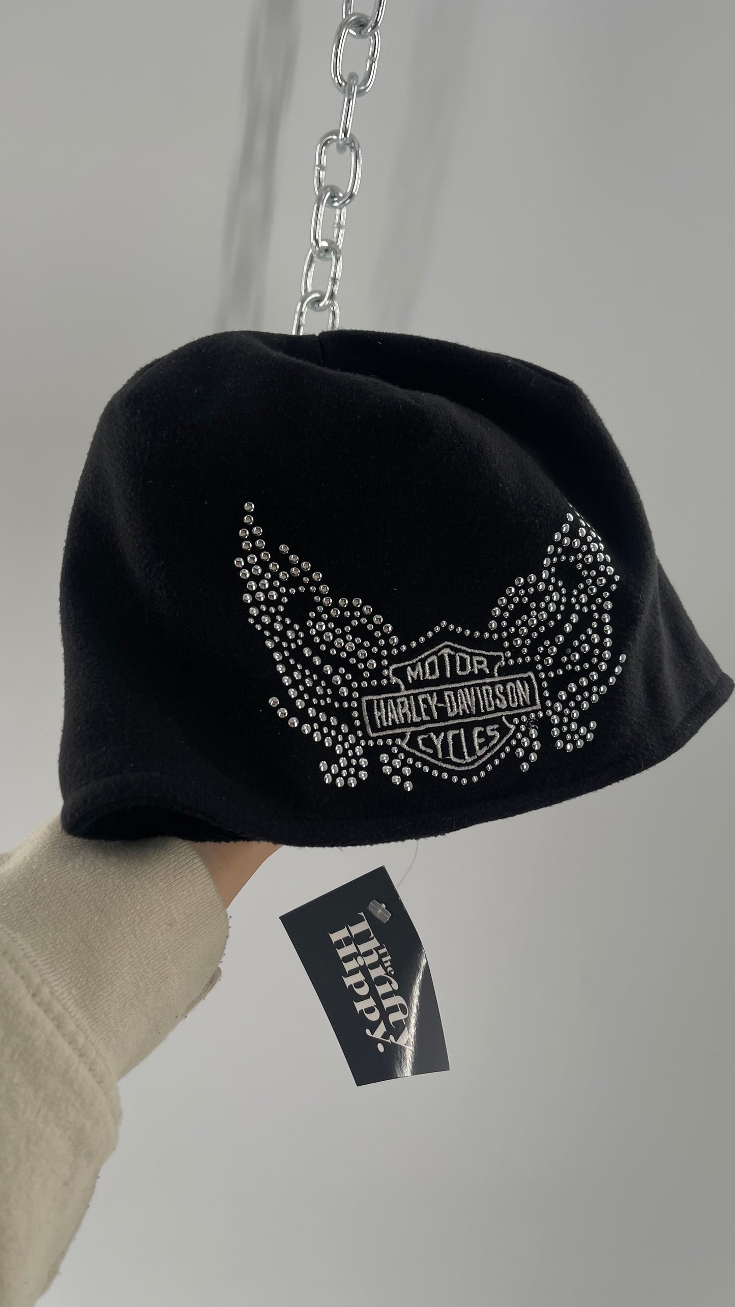 Vintage Harley Davidson Studded Bedazzled Beanie