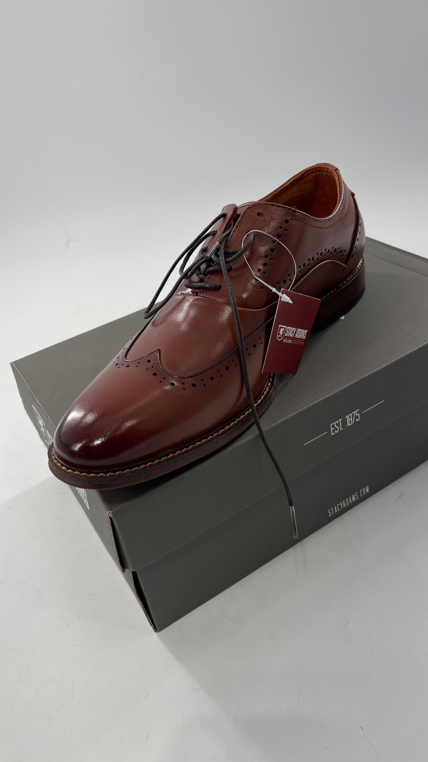 Stacy Adam’s Cognac Leather Brown MacArthur Oxford Dress Shoes (9)