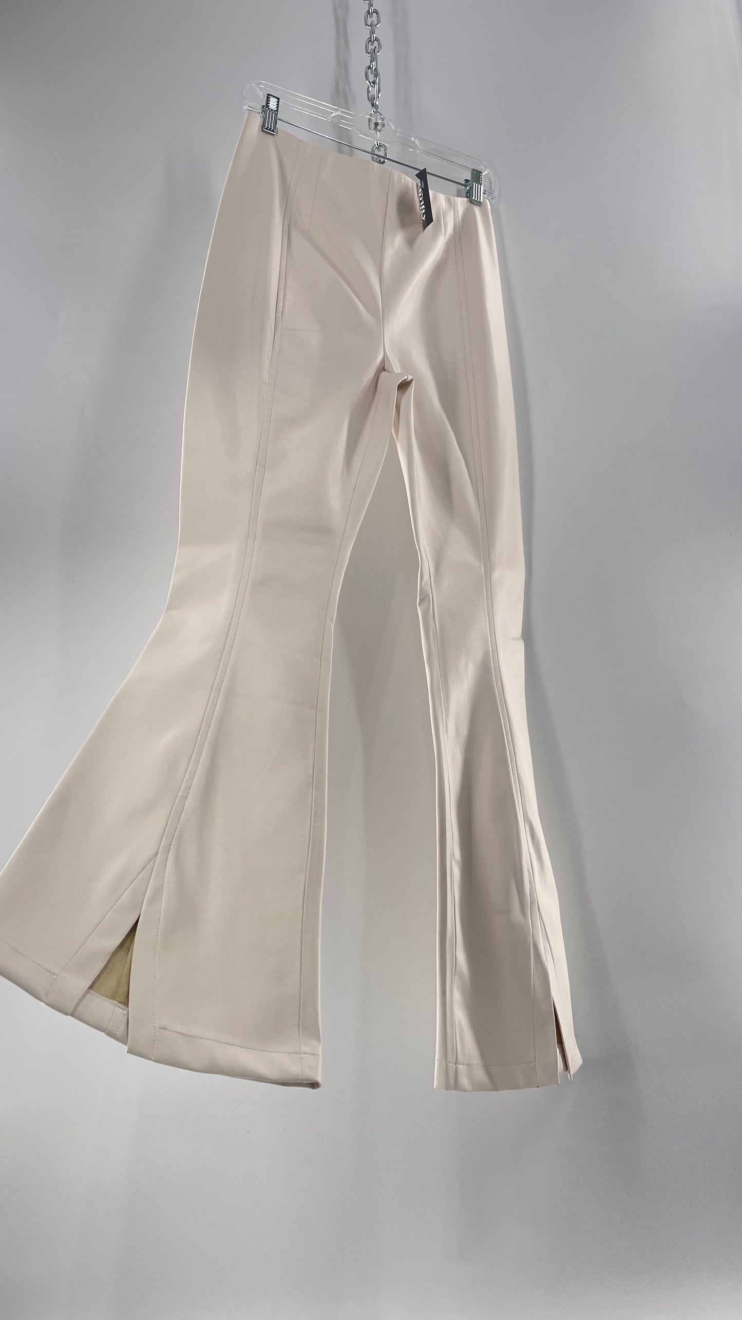Free People White Cream Faux Flare Leather Pants (29)