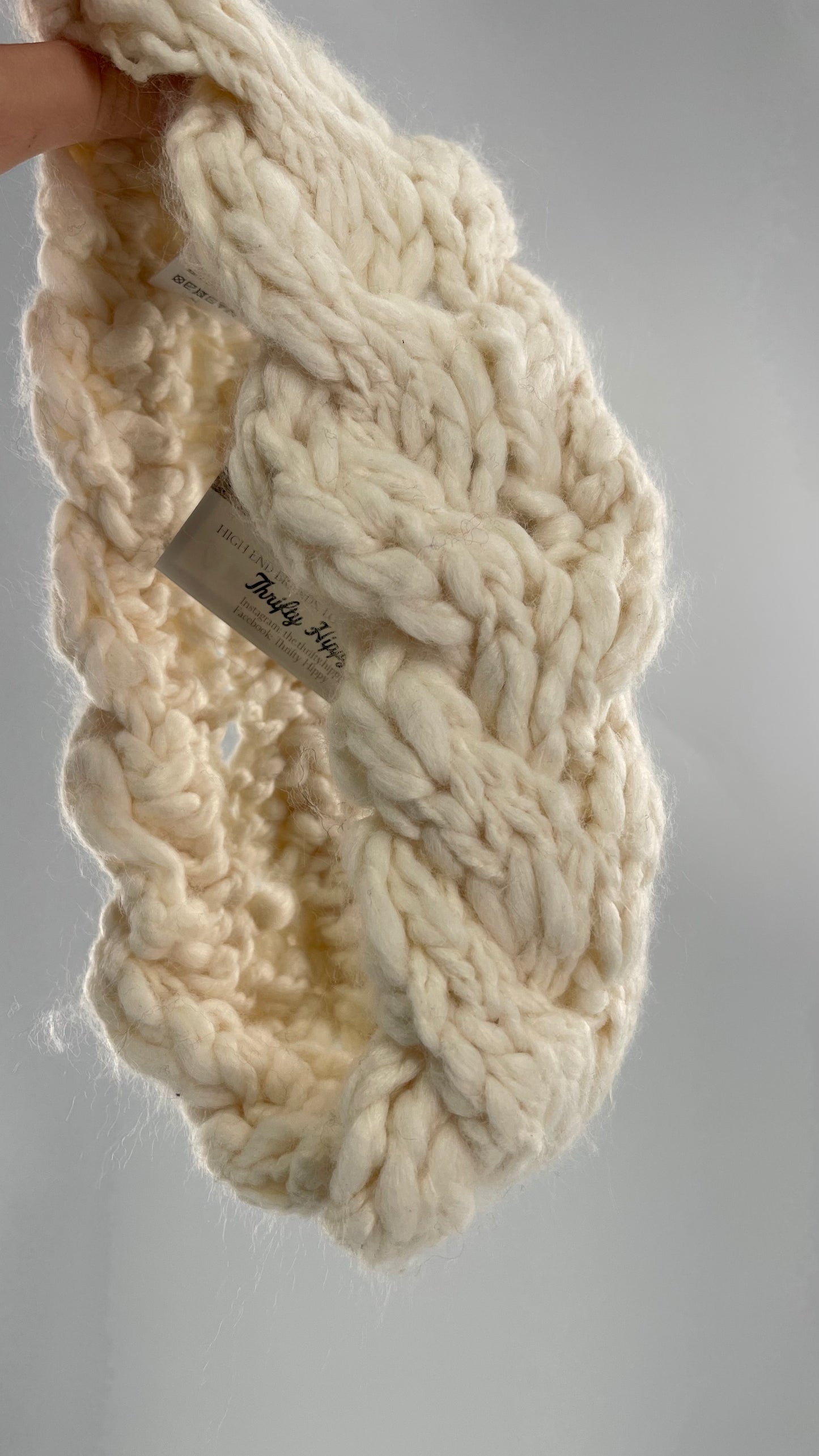Cream Knit Braided Yarn Headband