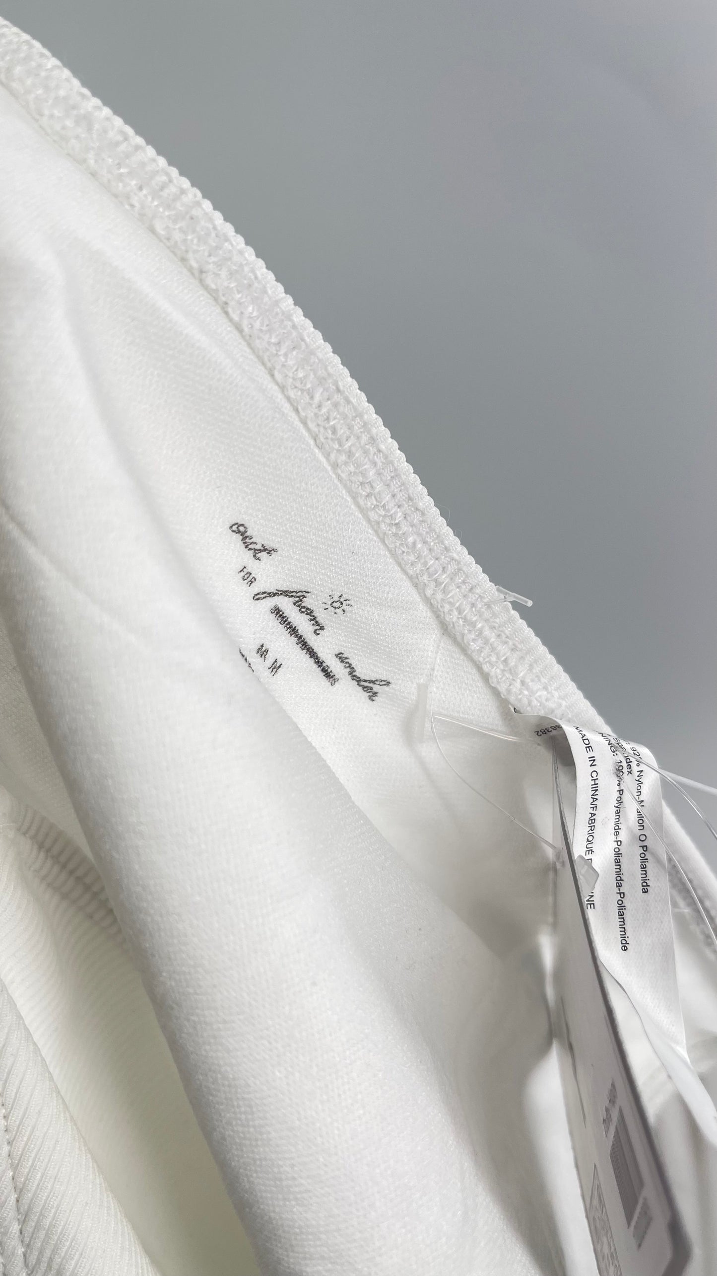 Urban Outfitters Out From Under White Ribbed High Waisted Cheeky Swim Bottoms with Braided Straps (Medium)