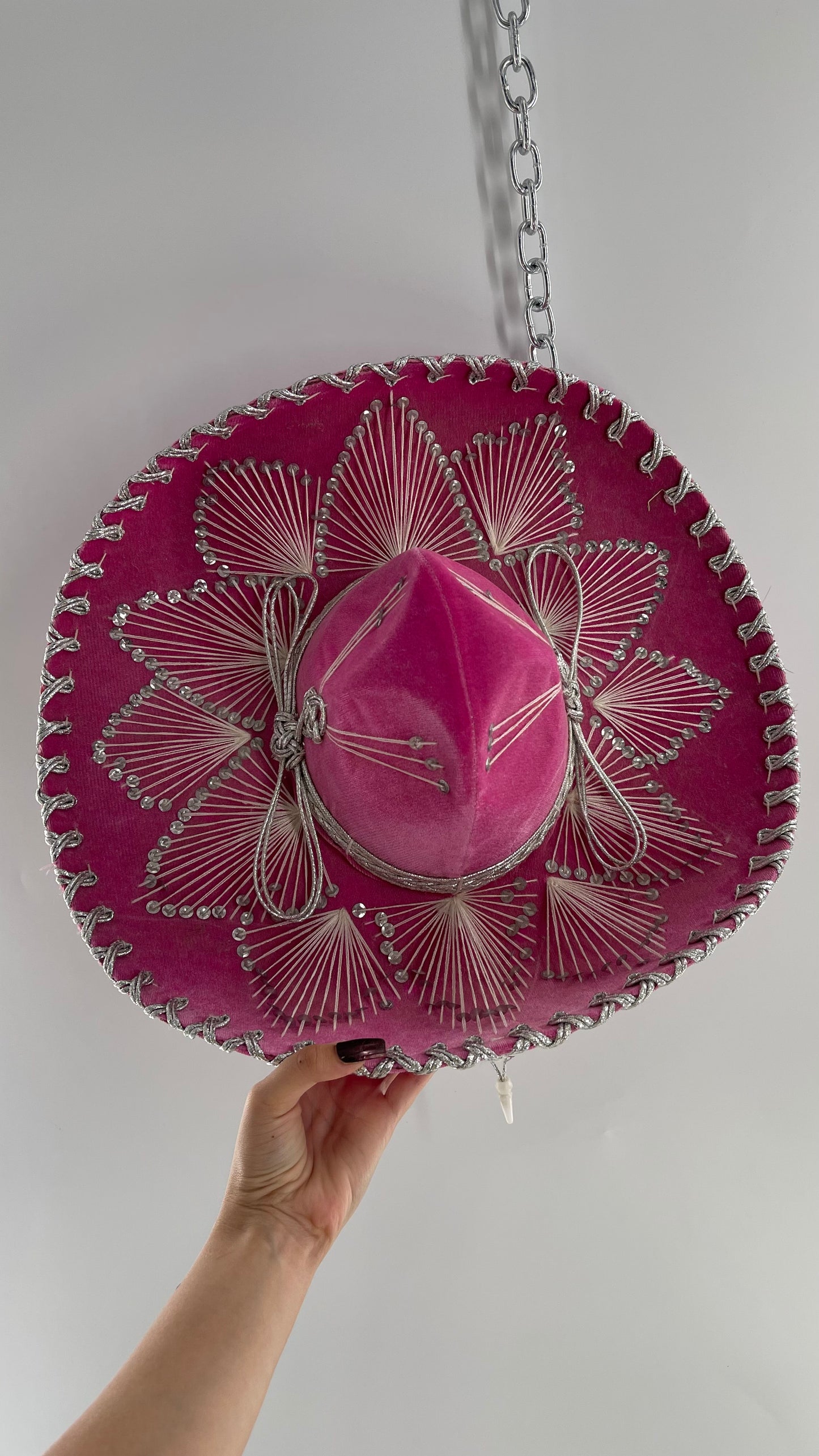 Vintage 1970s Pink and Silver Salazar Yepez Sombrero