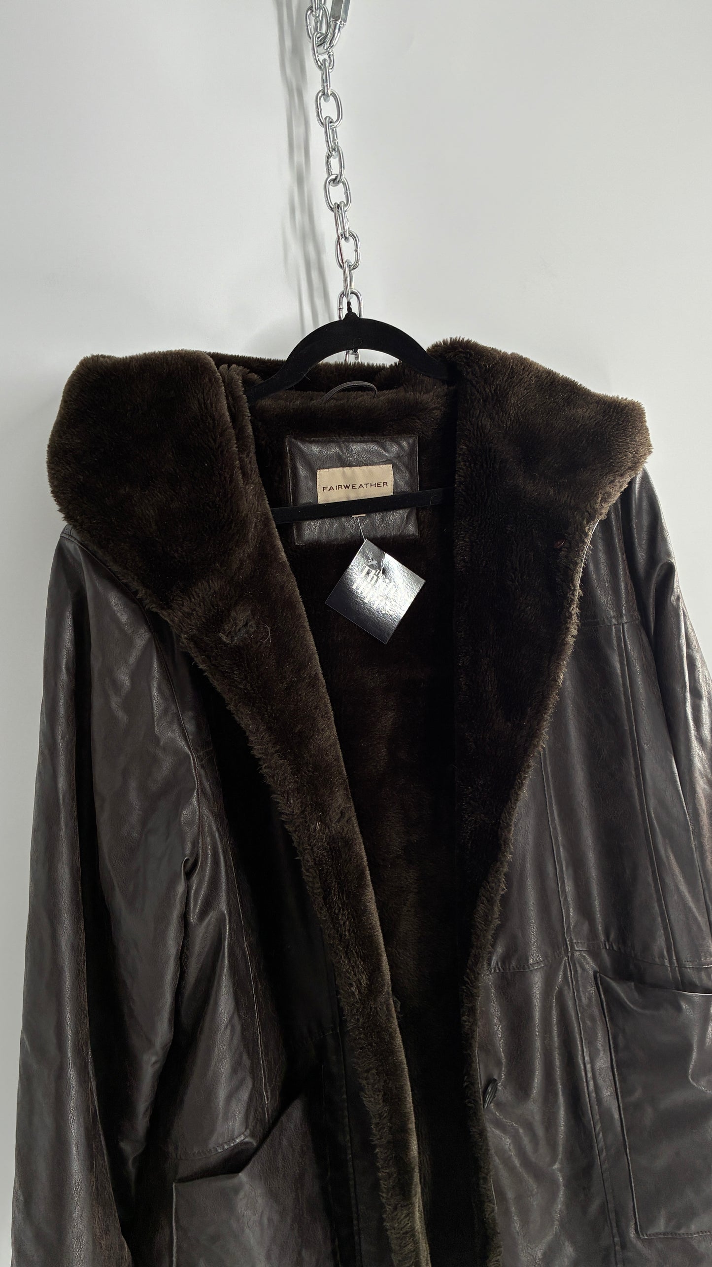 Vintage Vegan Leather FAIRWEATHER Faux Fur Lined Jacket (Large)