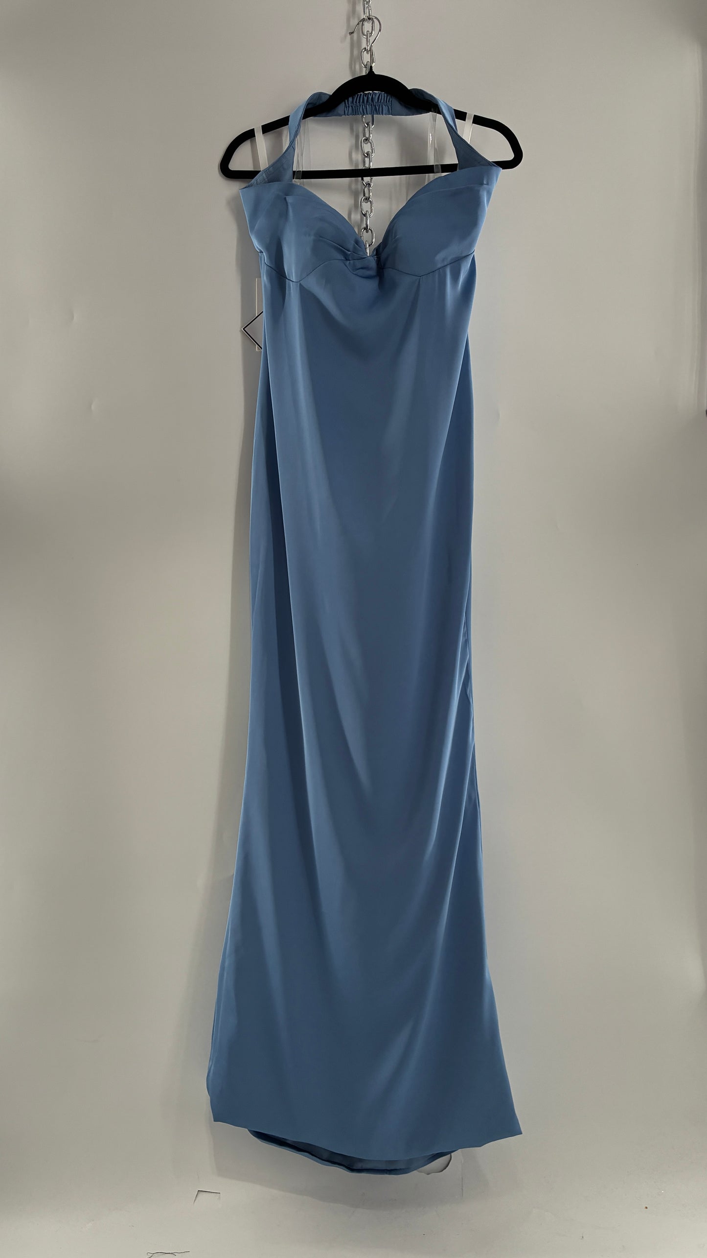 Vintage Powder Blue Full Length Gown with Ruched, Padded Bust and Tags Attached (4)