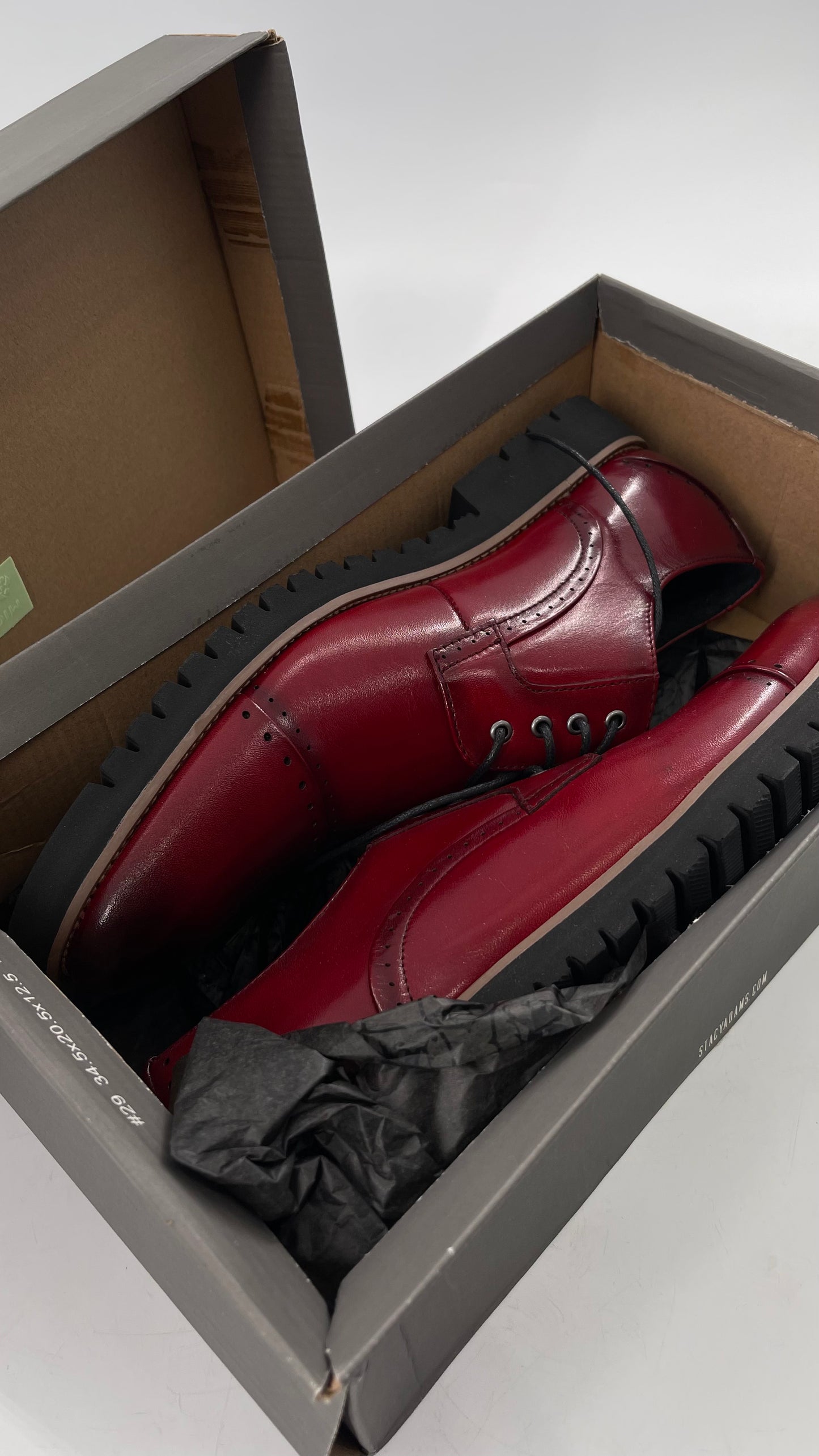 Stacy Adam’s Cherry Red Leather Oxfords with Cap Toe Detail (10)