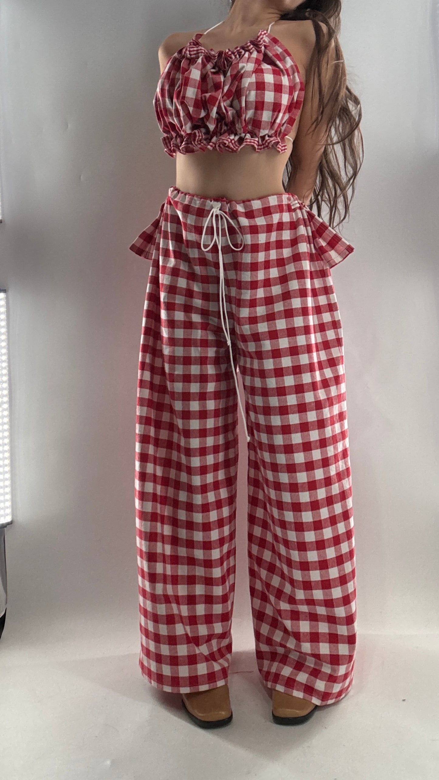 Vintage Handmade Picnic Red/White Gingham Two Piece Set (XS-L)