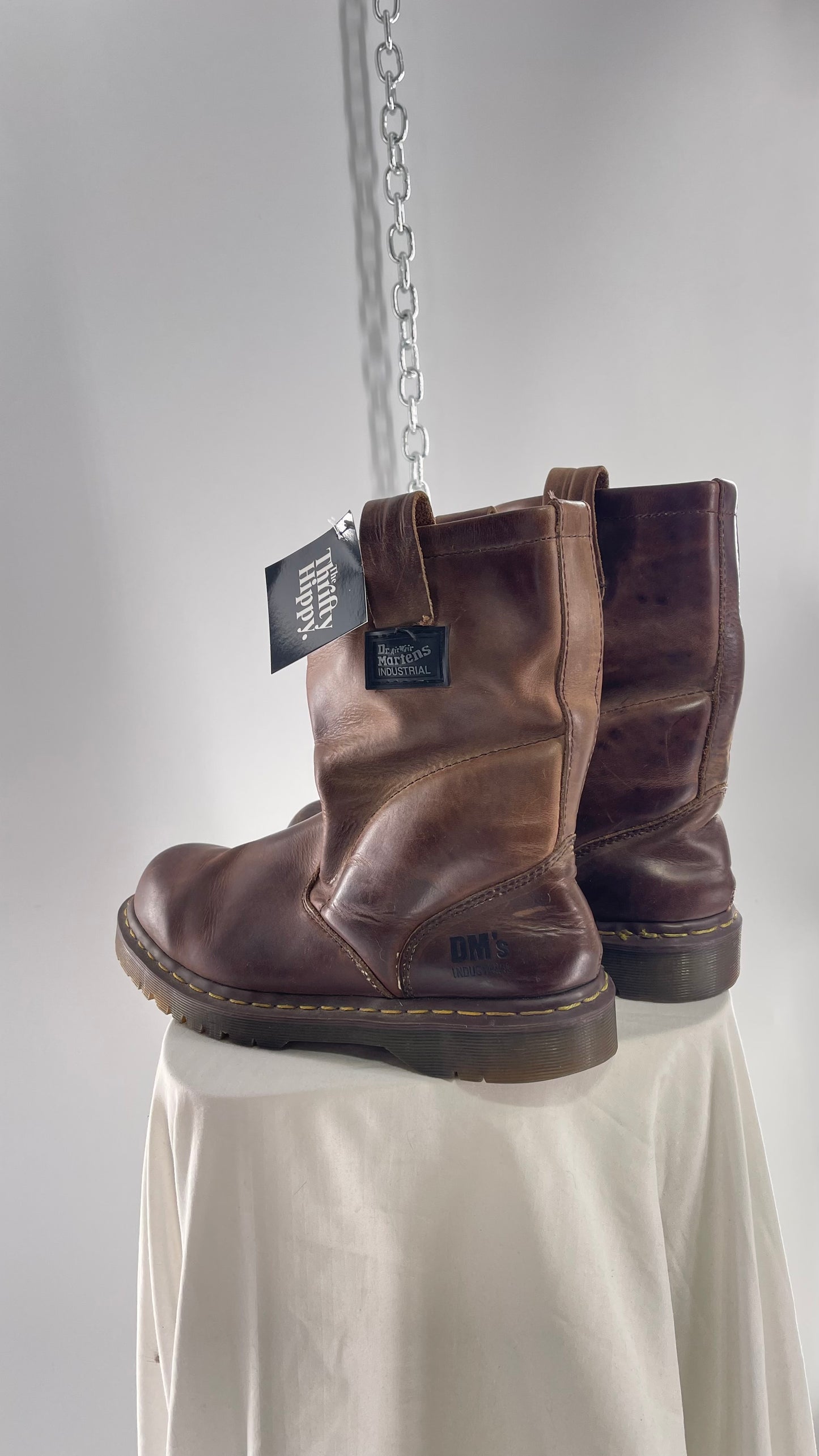 Vintage Brown Leather Industrial Dr. Martens Men’s Pull-On Boots (10)