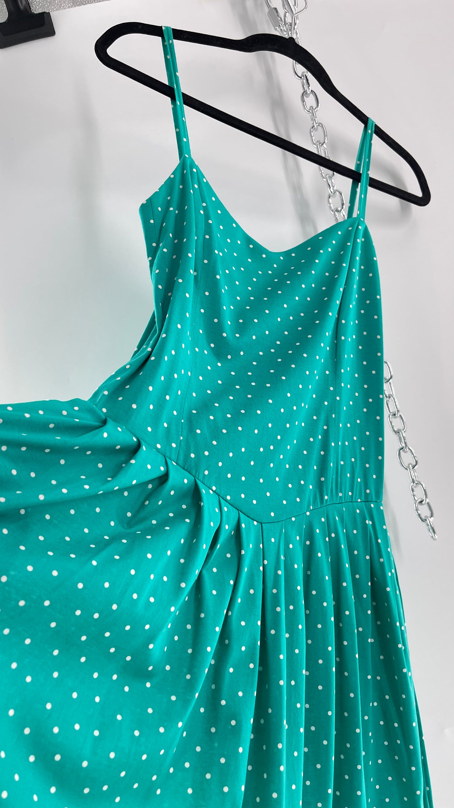 Vintage Laura Ashley Teal Polka Dot (8)