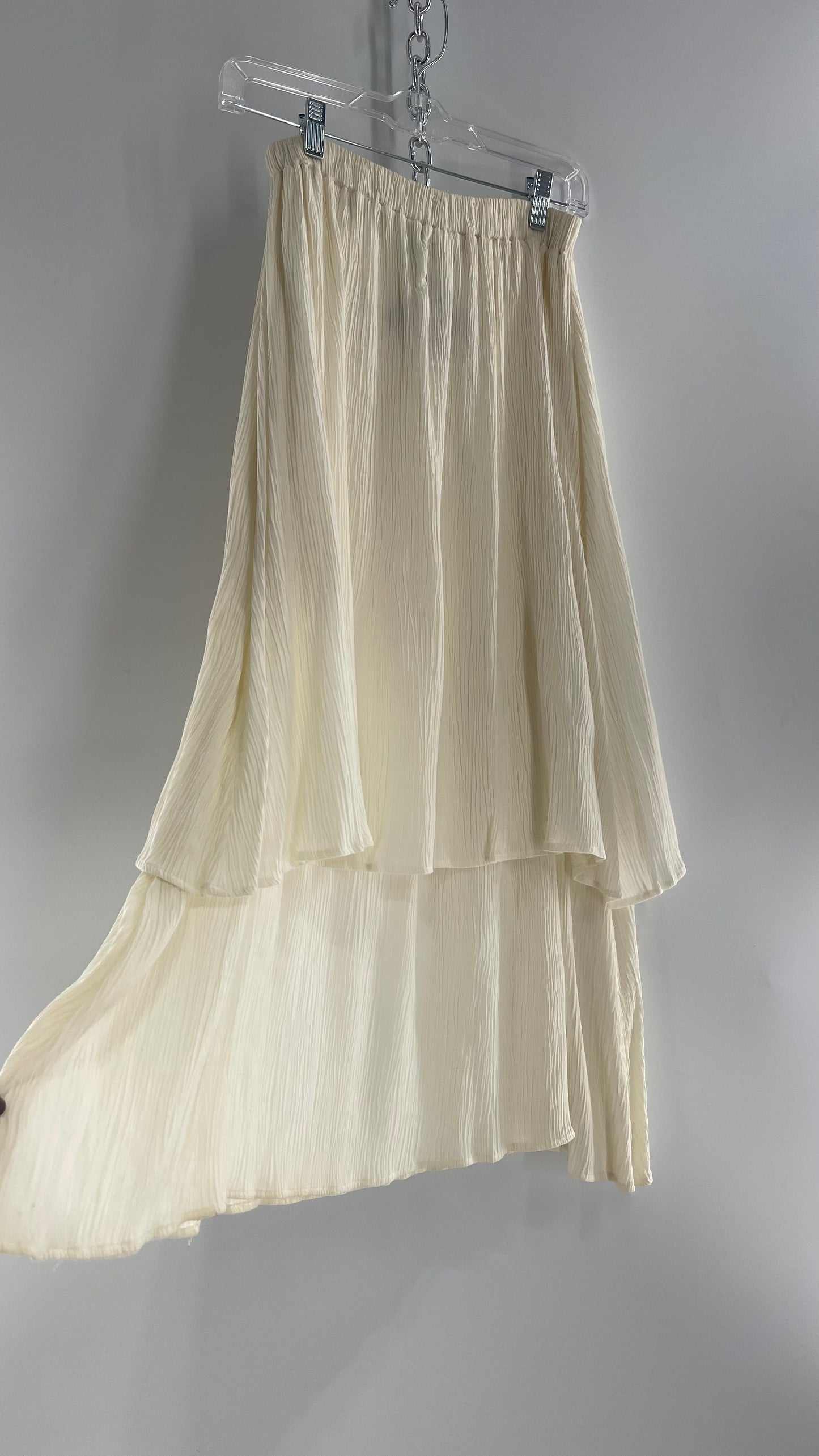 Vintage Barbara Lesser for Felicity Crimped Layered/Tiered Off White Skirt (M)
