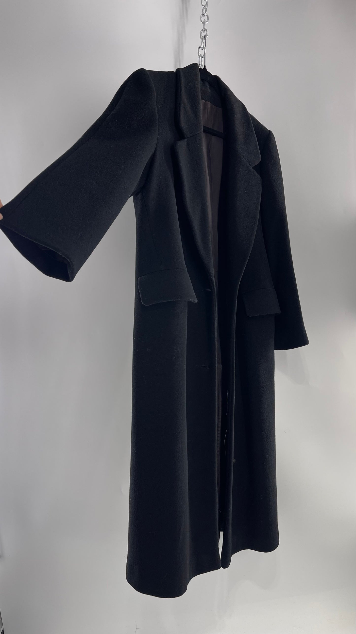 Vintage CENTRAL PARK NY 100% Wool Black Full Length Coat (M/L)