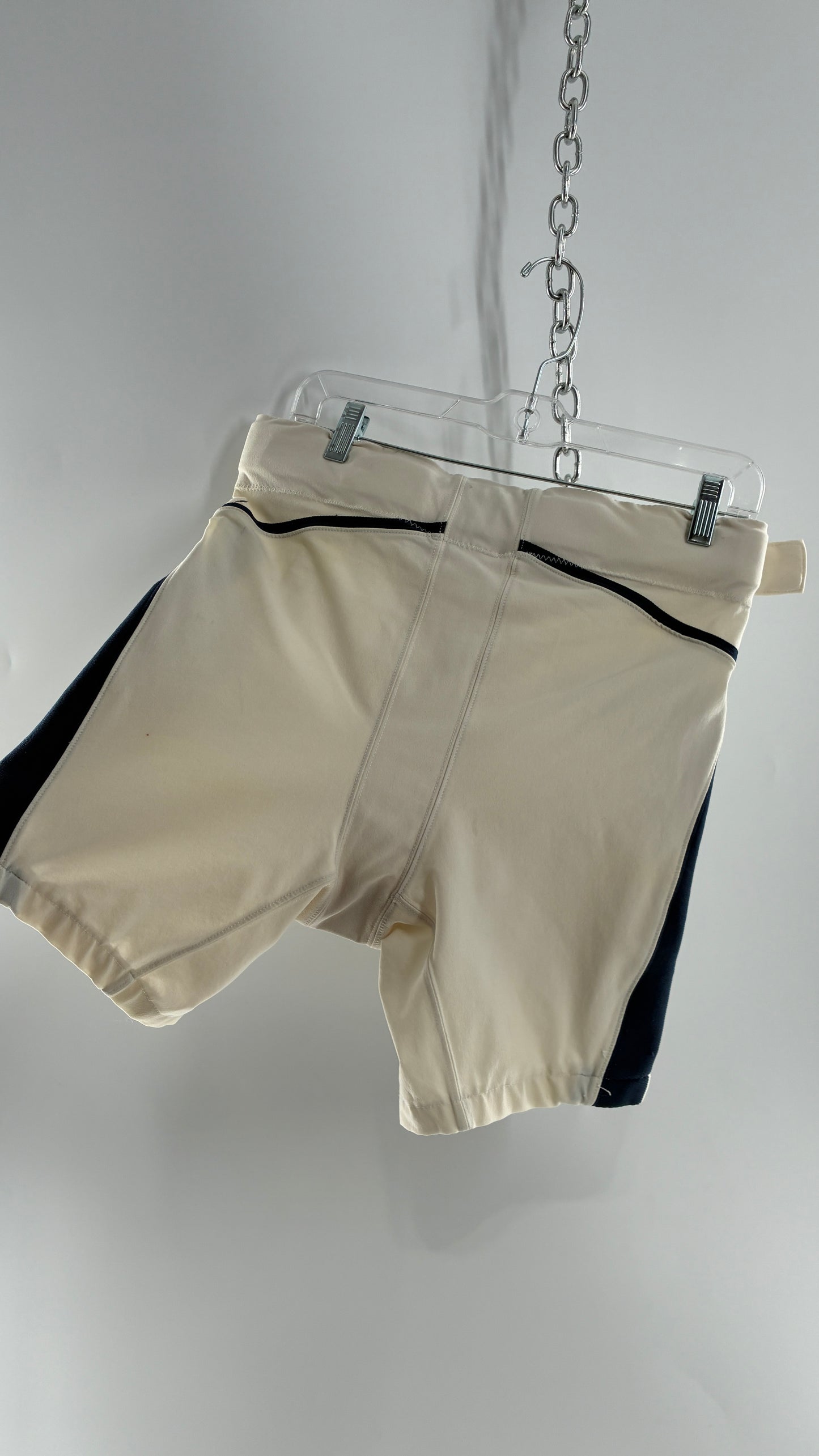 Vintage Nike Off White Distressed Football Belted Shorts (36)