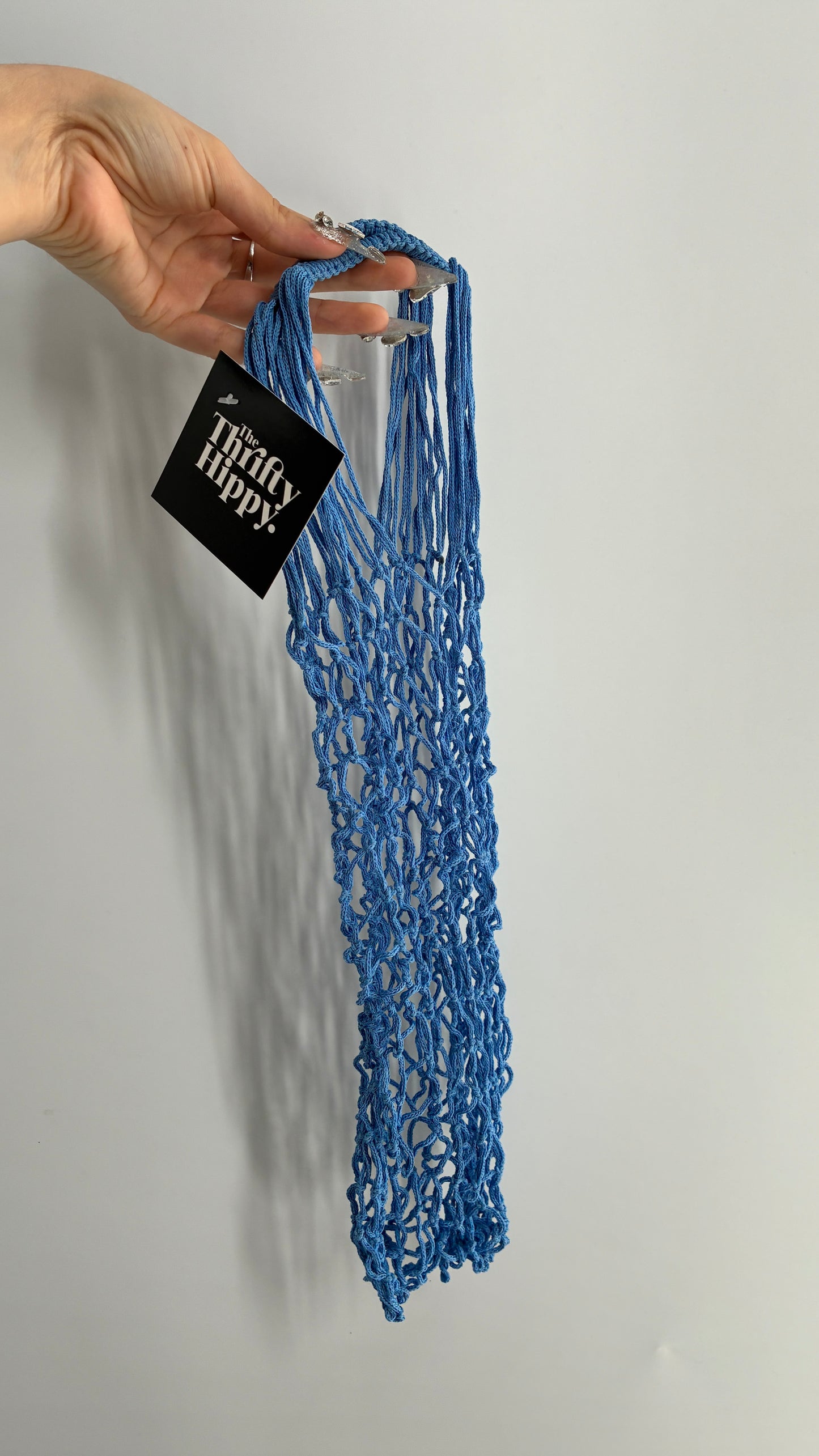 Vintage Powder Blue French Netted Grocery Bag