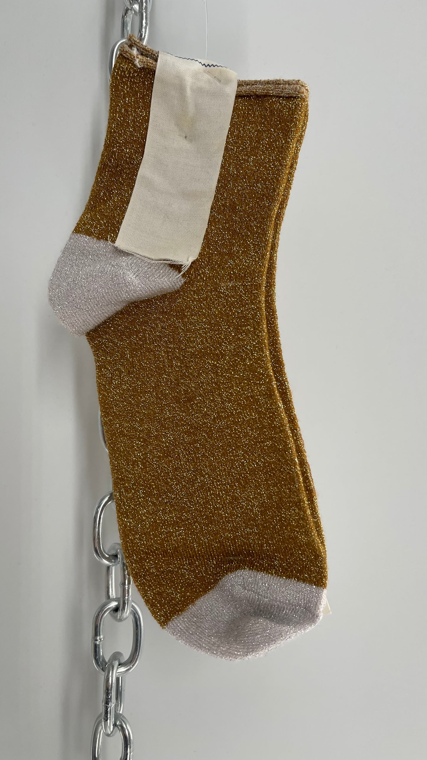 Free People Gold and Tinsel Crew Sock