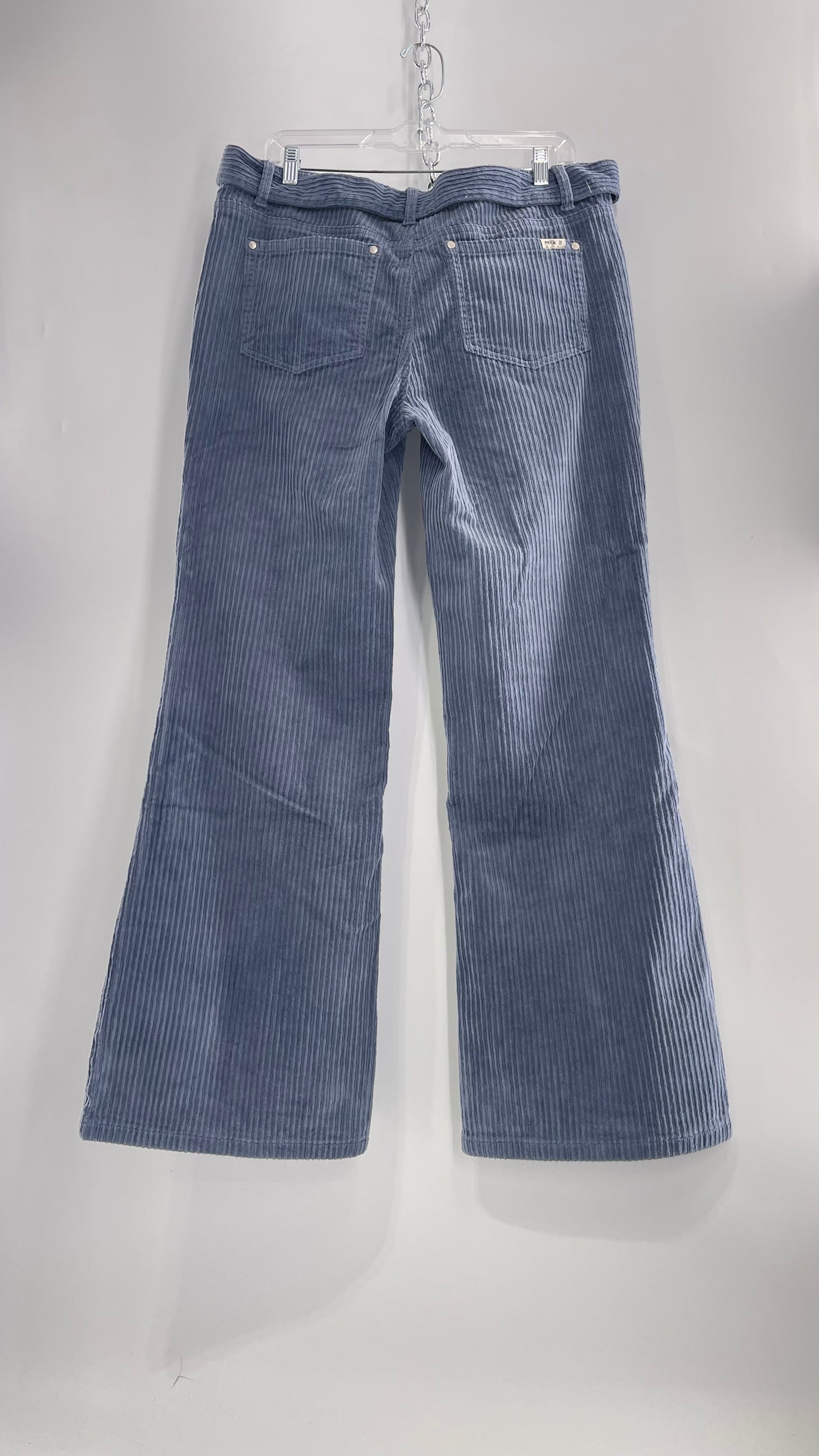 MILK IT Recycled Powder Blue Corduroy Low Waist Grommet Buckle Folk Jean with Tags Attached (16)
