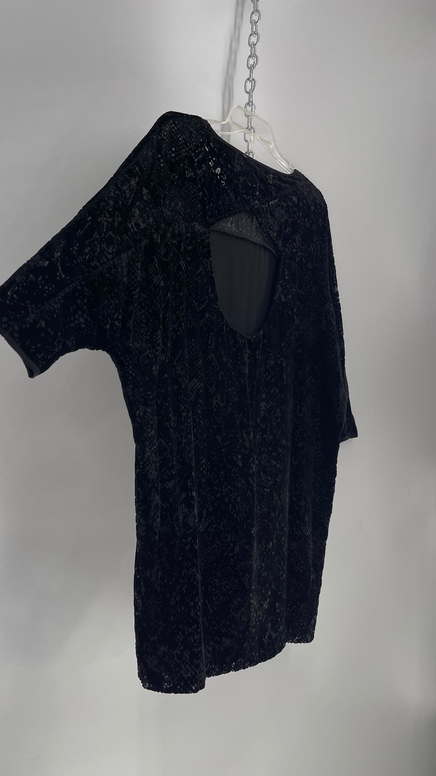 Silence + Noise Urban Outfitters Black Textured Velvet Dress with Open Back Detail and Tags Attached (Medium)