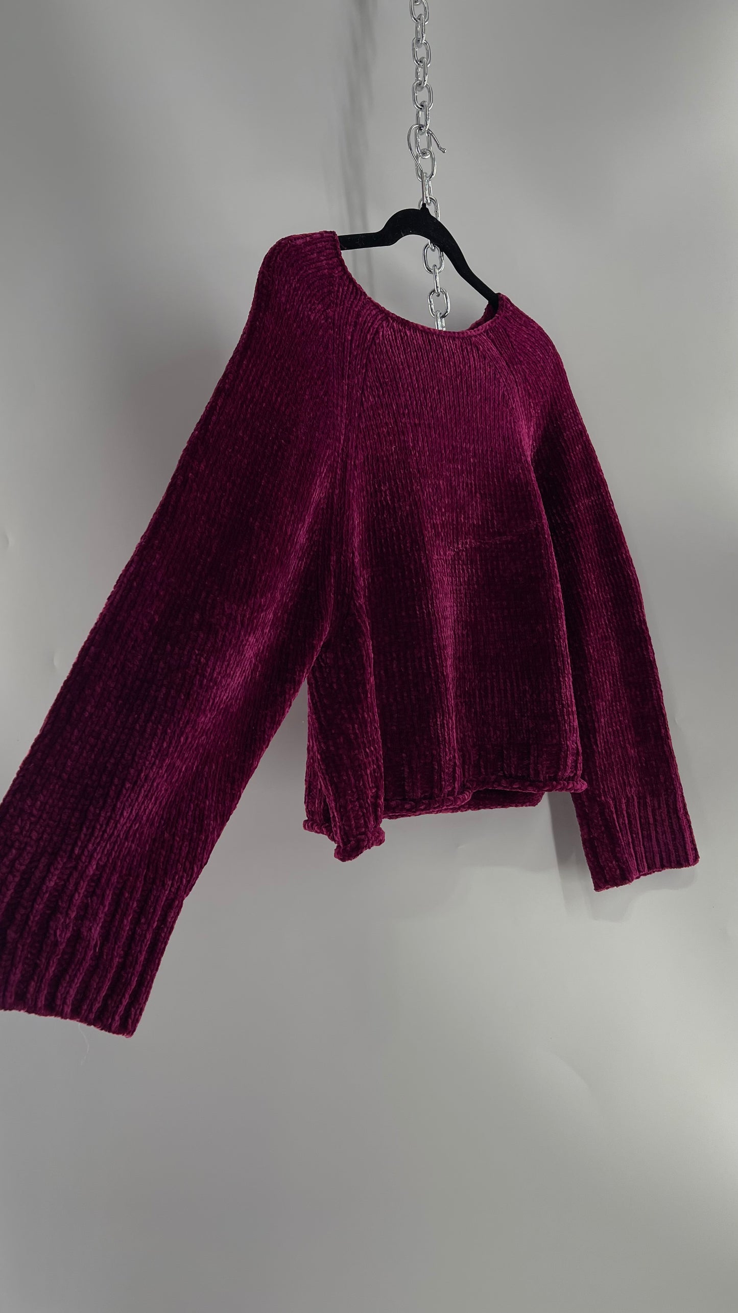 Anthropologie MOTH Fuchsia Purple Chenille Sweater (XS)