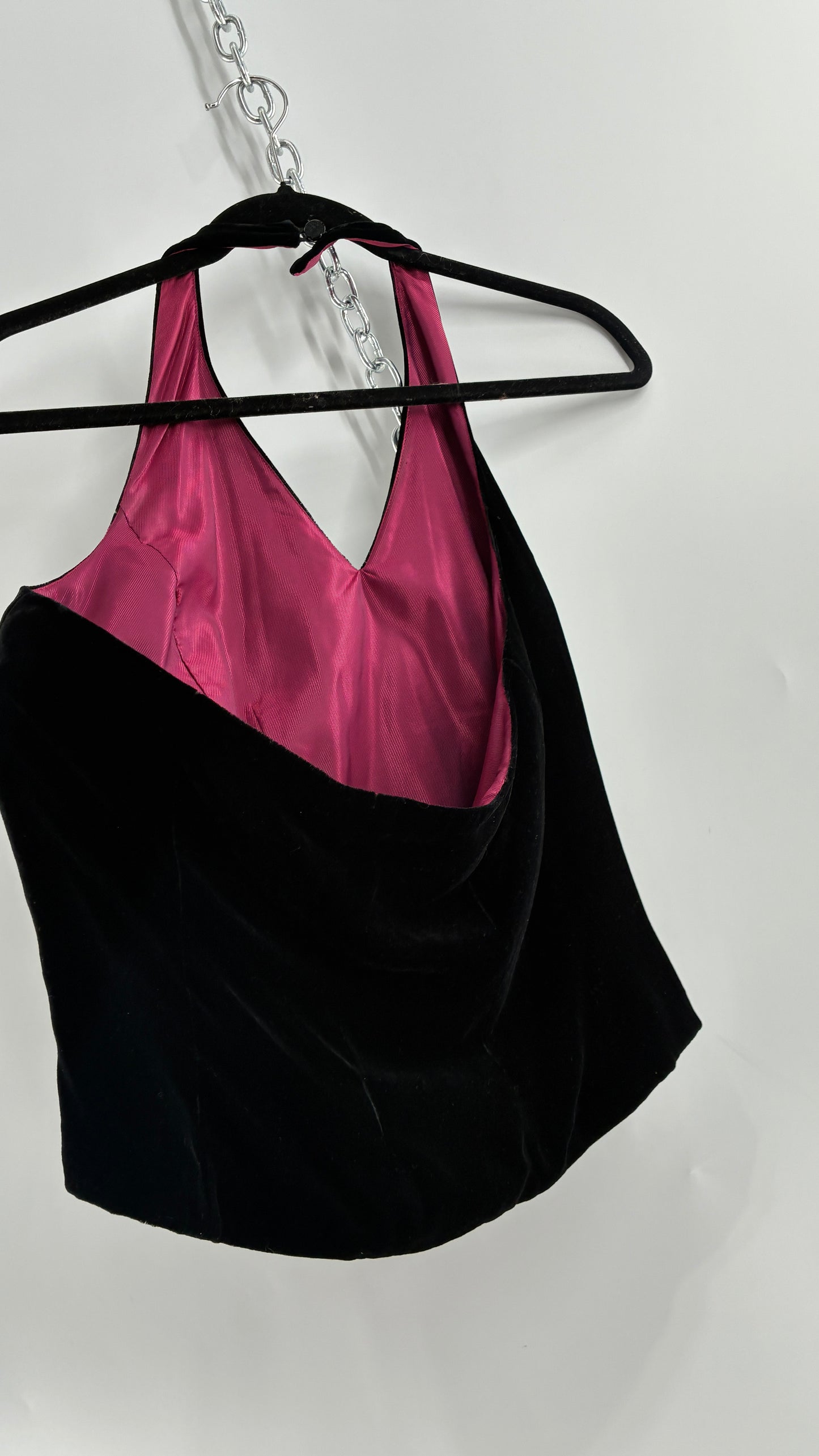 ANN TAYLOR Petite Black Velvet Low Back Tailored Cropped Halter (8P)