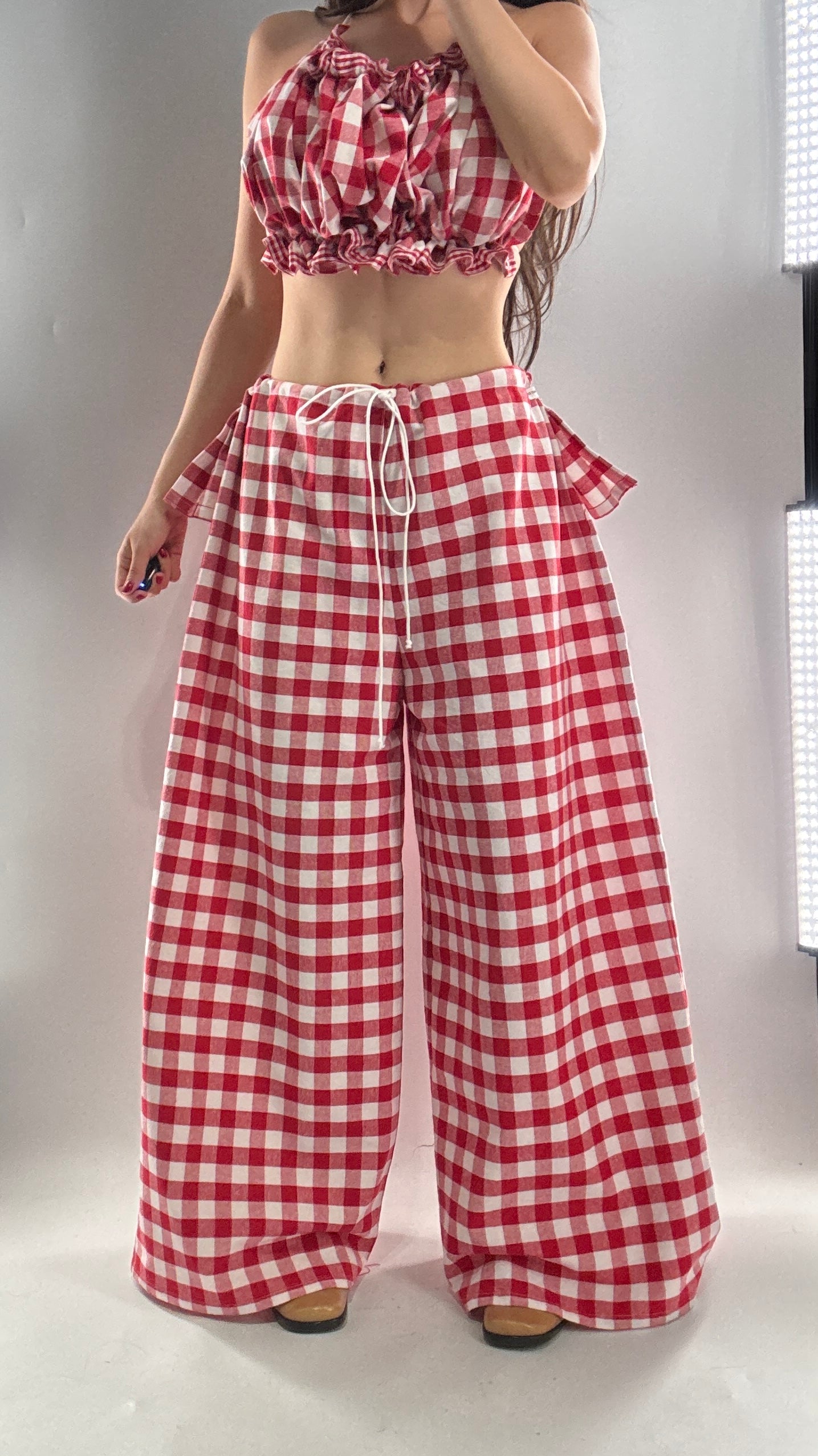 Vintage Handmade Picnic Red/White Gingham Two Piece Set (XS-L)